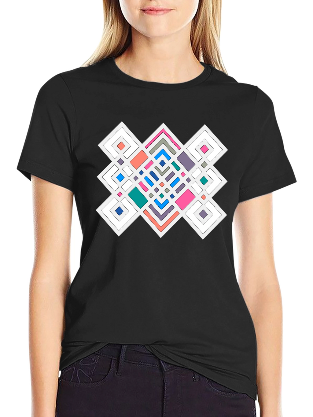 Geometric Pattern Black T-Shirt