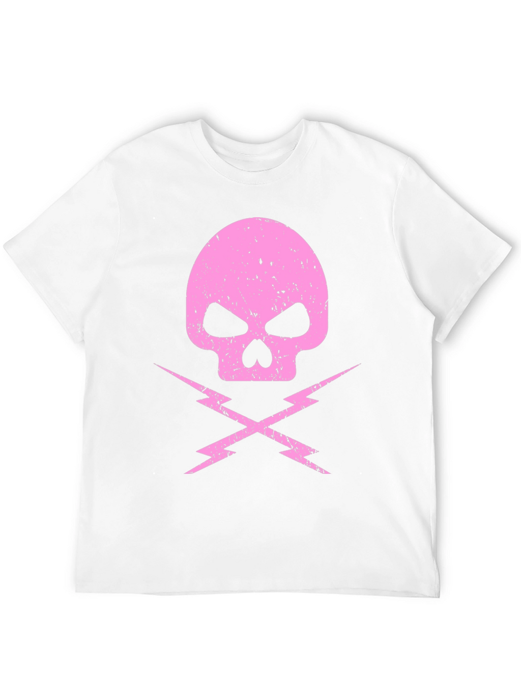 Pink Skull & Lightning Bolt Graphic Black T-Shirt