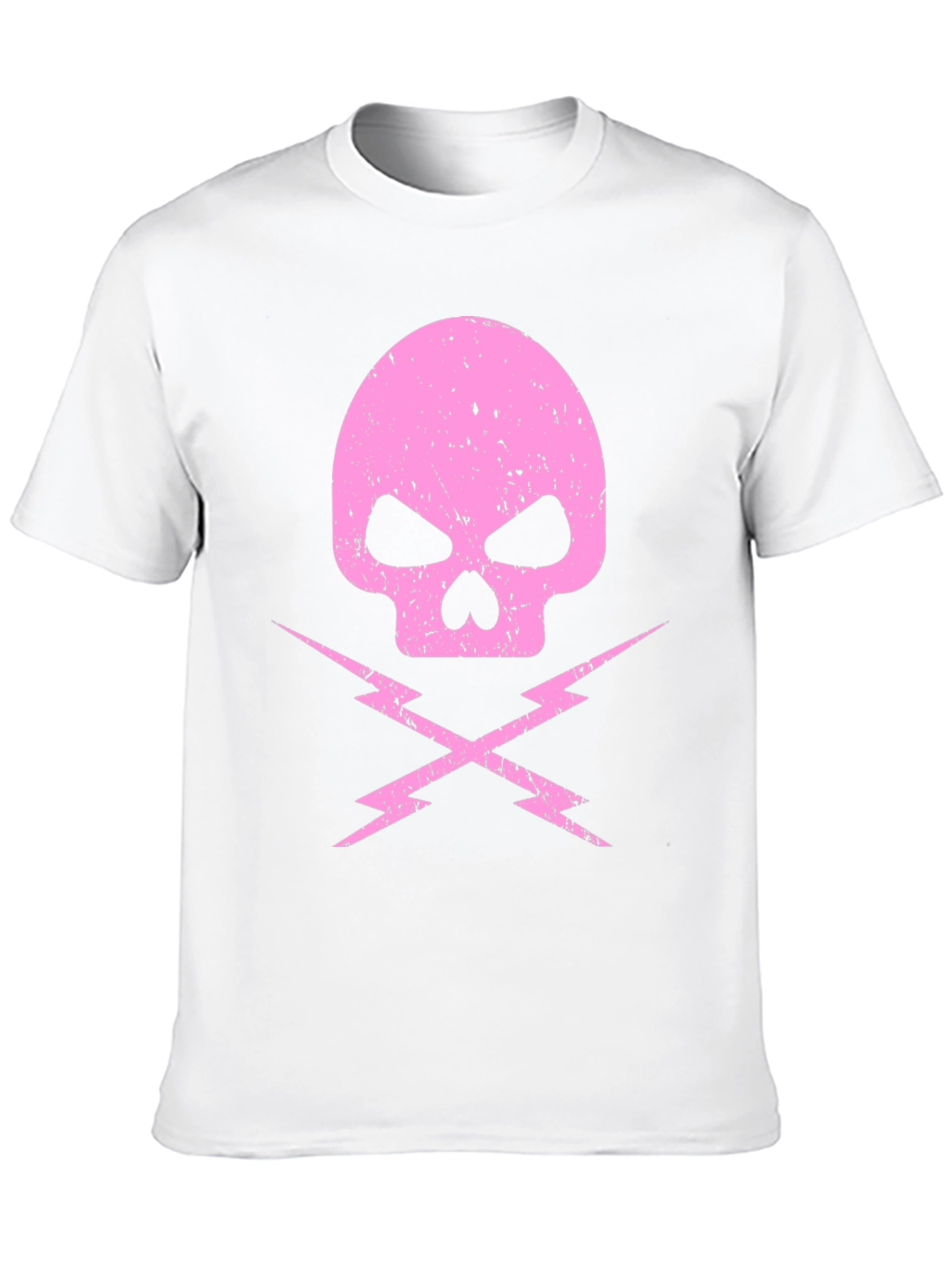 Pink Skull & Lightning Bolt Graphic Black T-Shirt