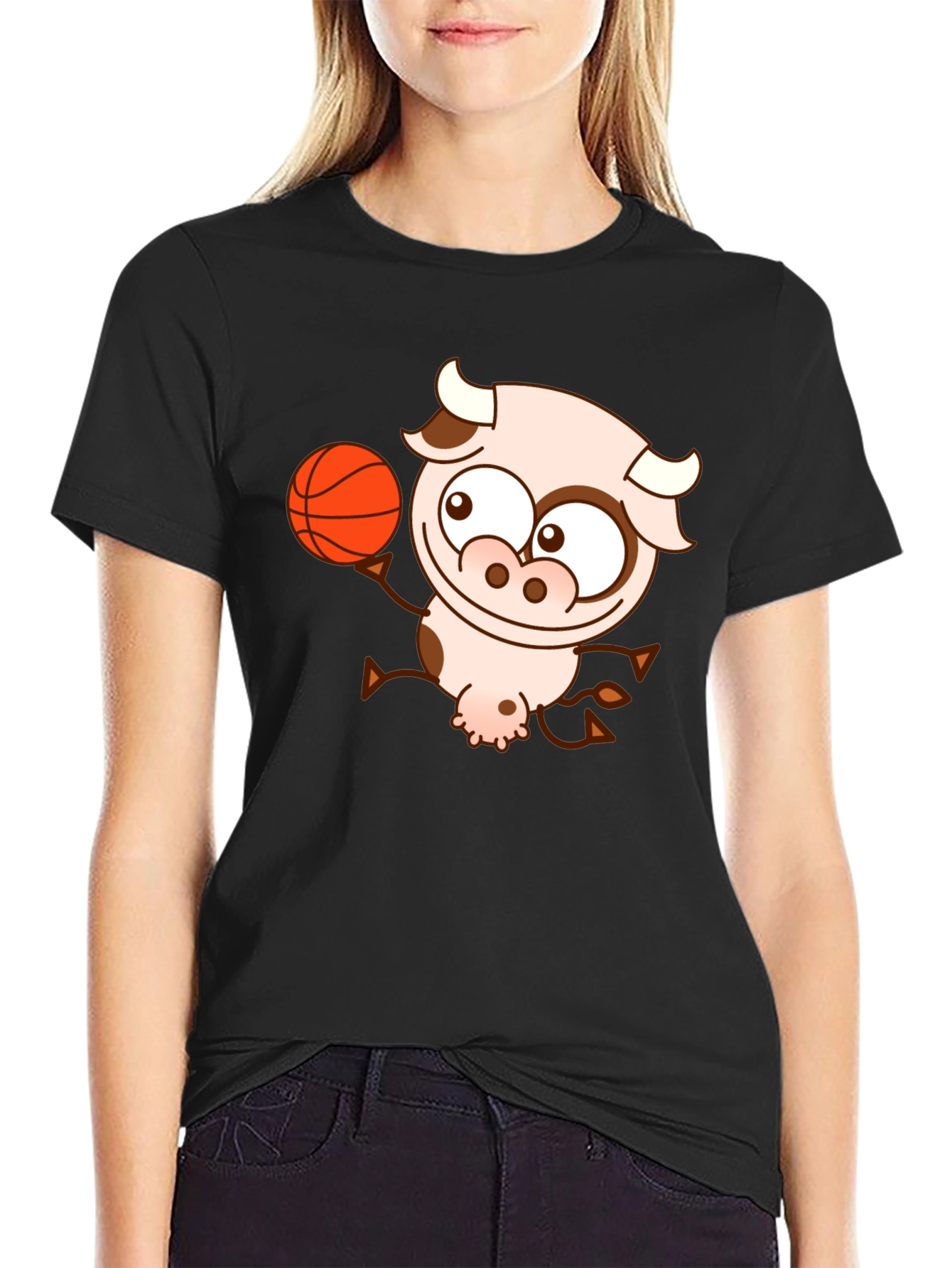 Cow Basketball Black T-Shirt