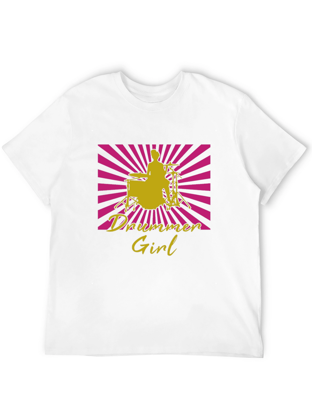 Drummer Girl Graphic Tee - Black Cotton T-Shirt