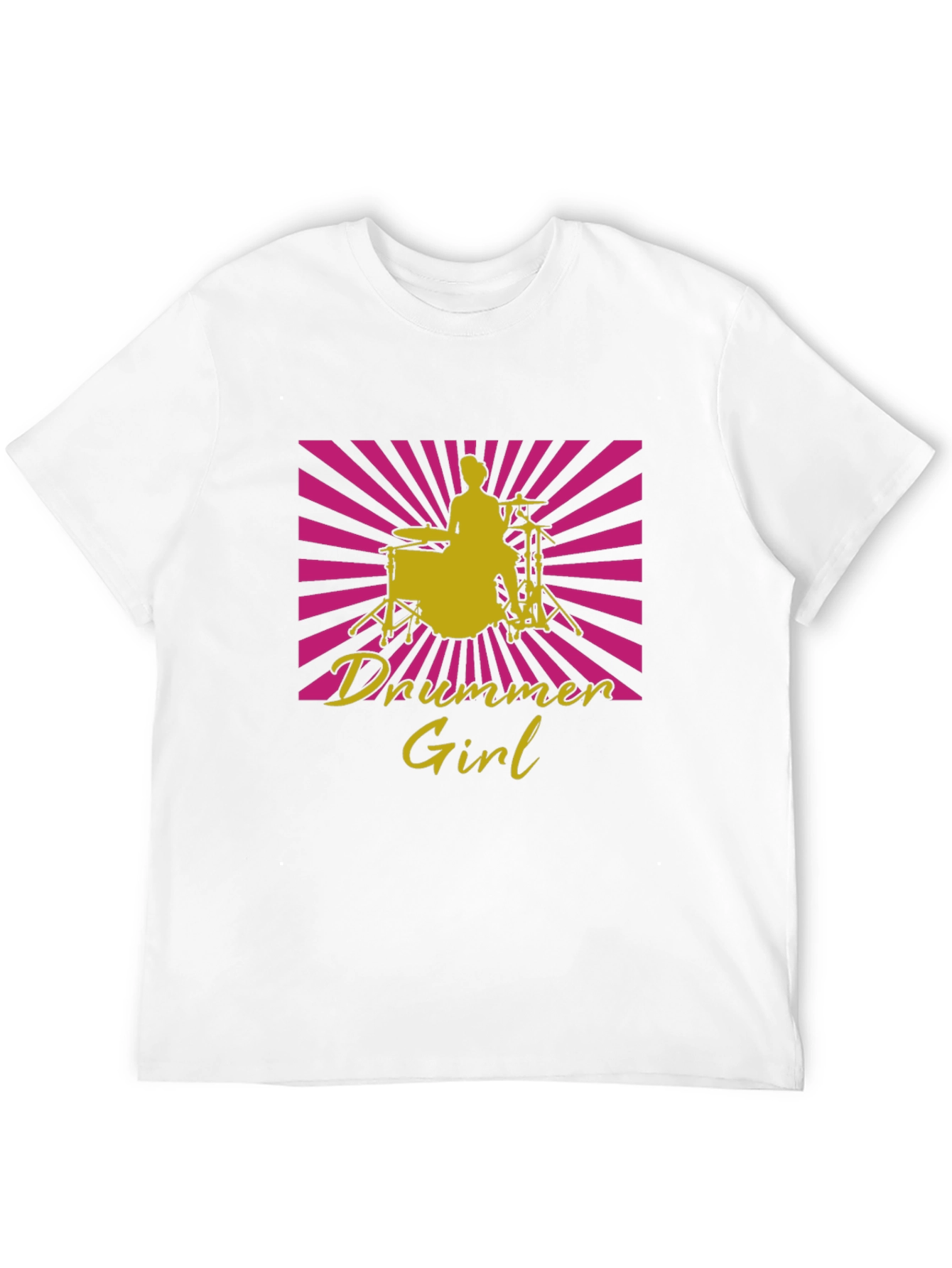 Drummer Girl Graphic Tee - Black Cotton T-Shirt