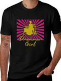 Drummer Girl Graphic Tee - Black Cotton T-Shirt