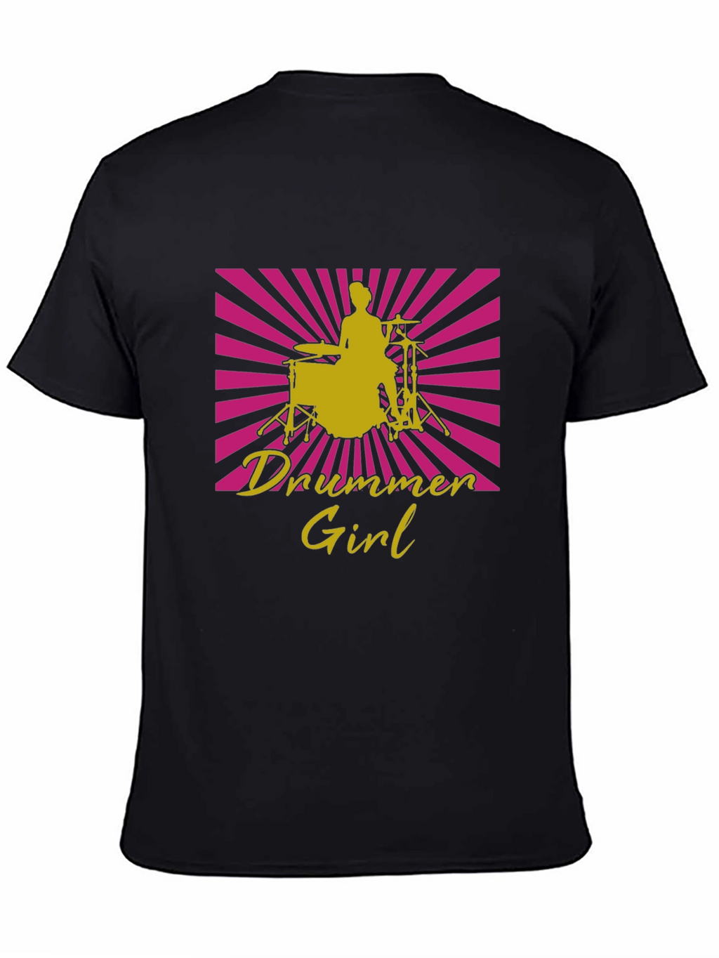Drummer Girl Graphic Tee - Black Cotton T-Shirt