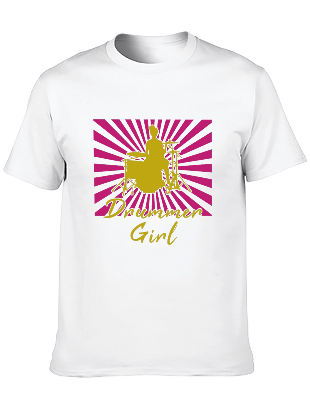 Drummer Girl Graphic Tee - Black Cotton T-Shirt
