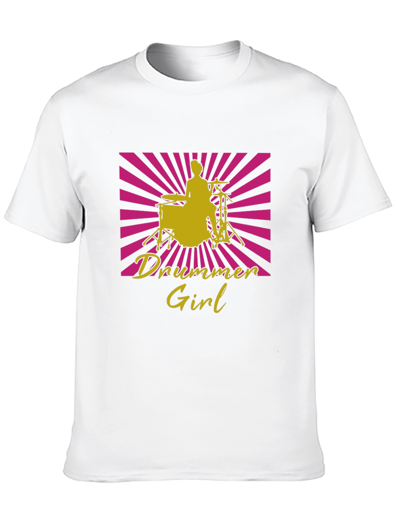 Drummer Girl Graphic Tee - Black Cotton T-Shirt