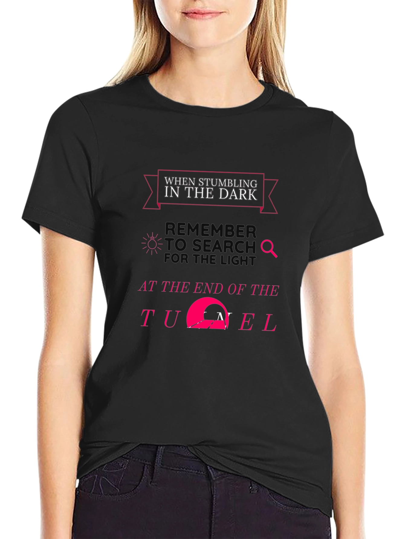 Inspirational Dark Tunnel Black T-Shirt