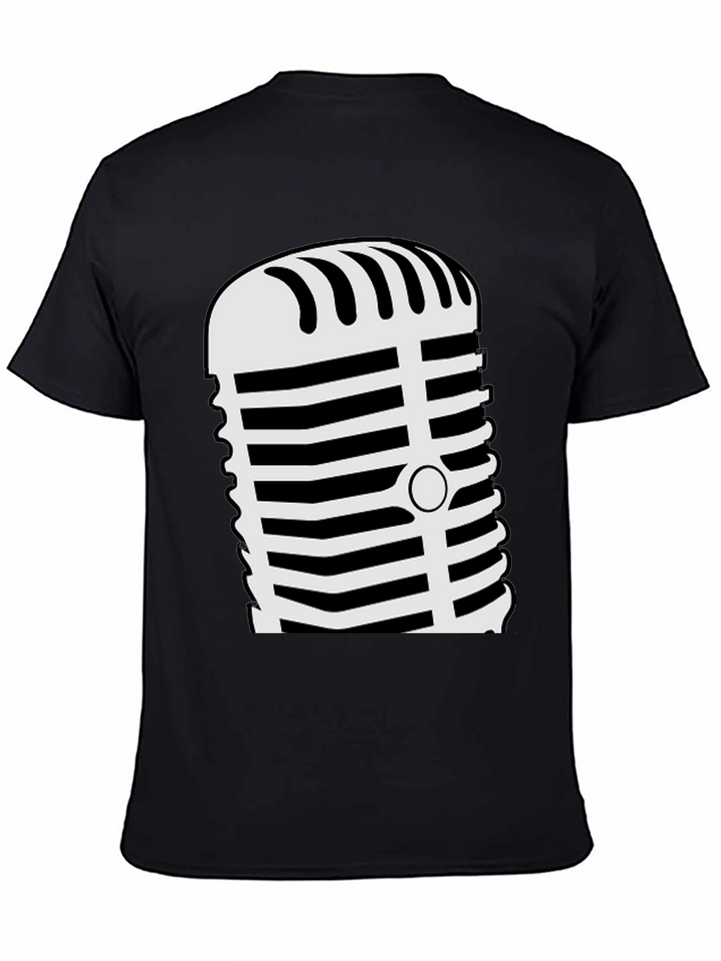 Retro Microphone Graphic Tee - Black