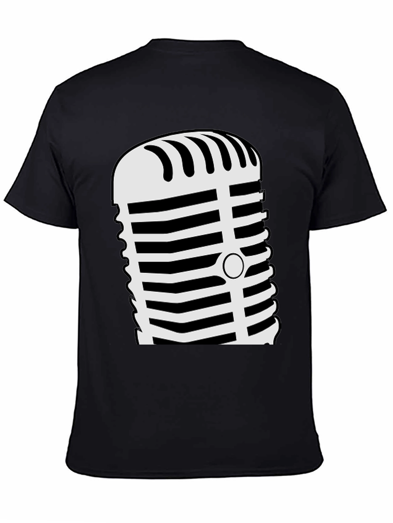 Retro Microphone Graphic Tee - Black