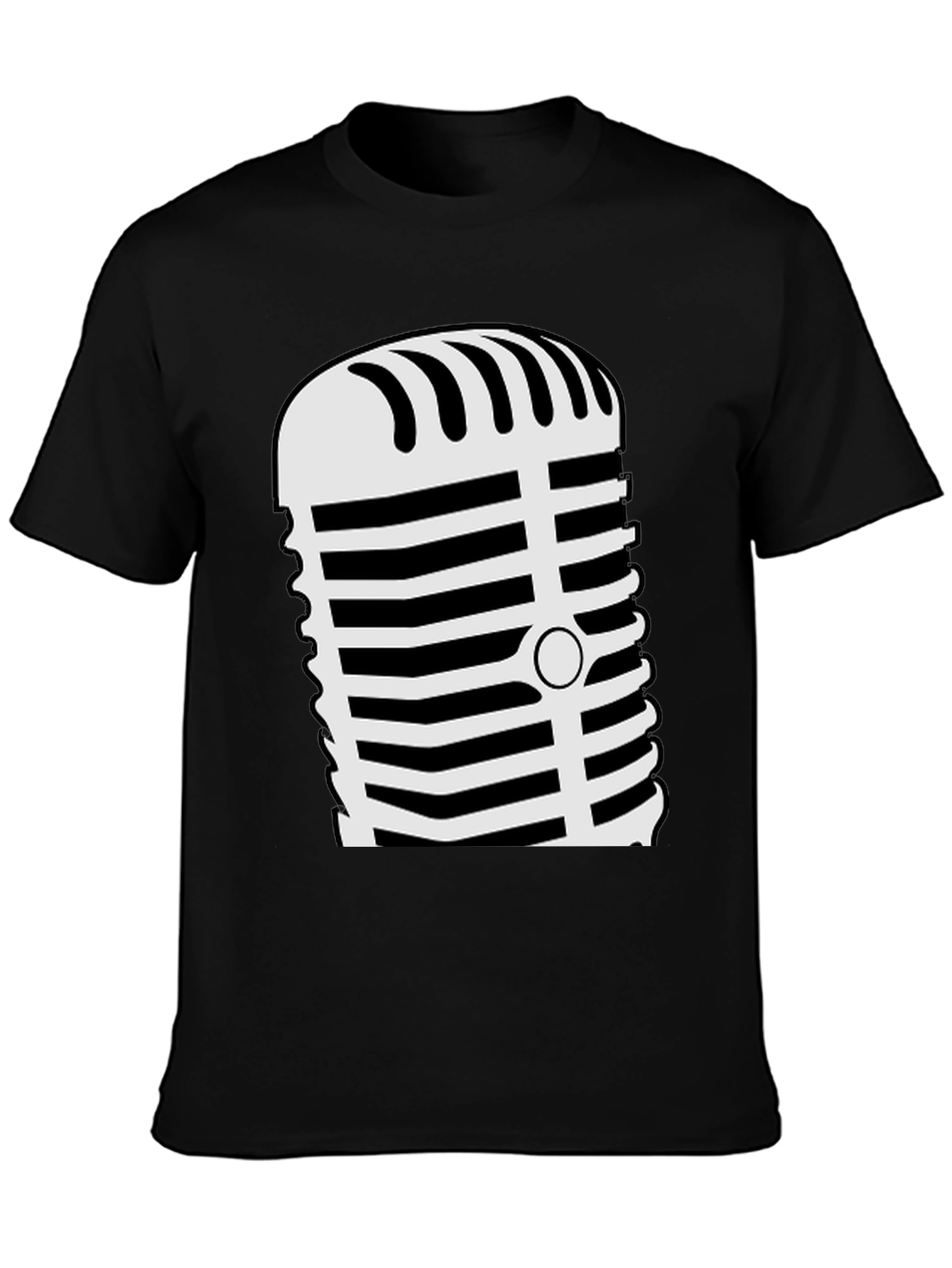 Retro Microphone Graphic Tee - Black