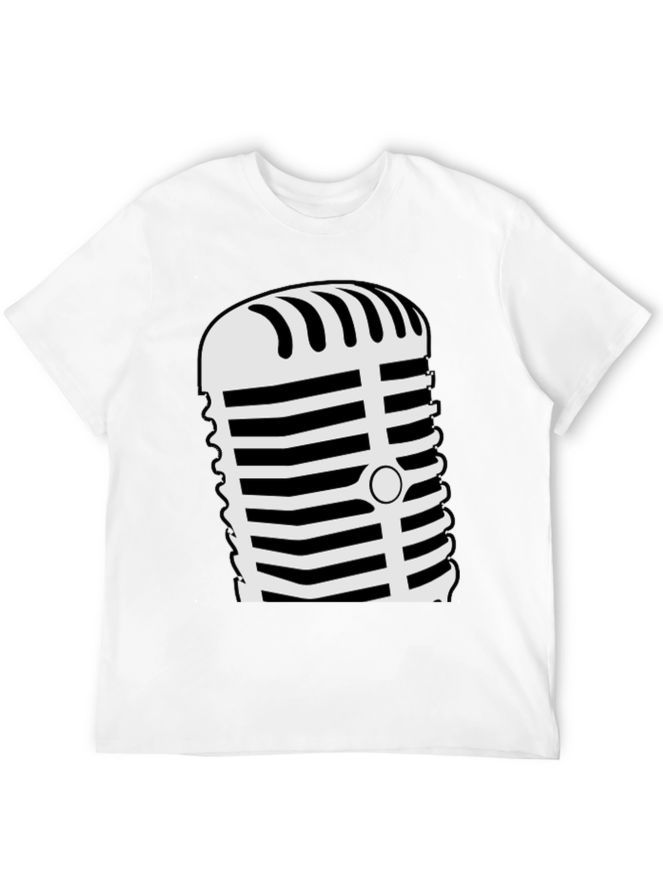 Retro Microphone Graphic Tee - Black
