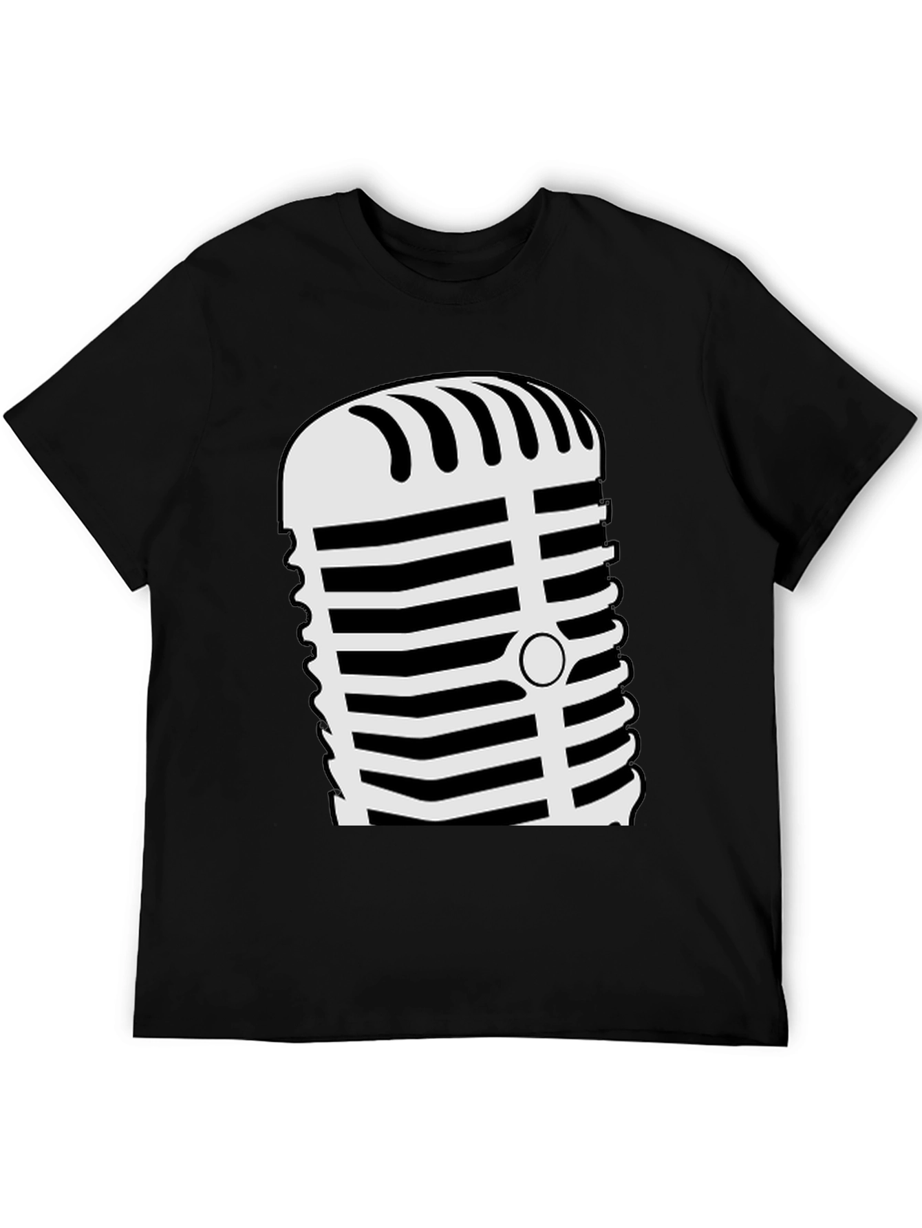 Retro Microphone Graphic Tee - Black