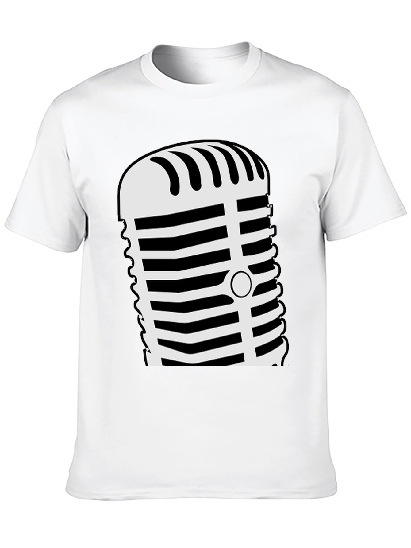 Retro Microphone Graphic Tee - Black