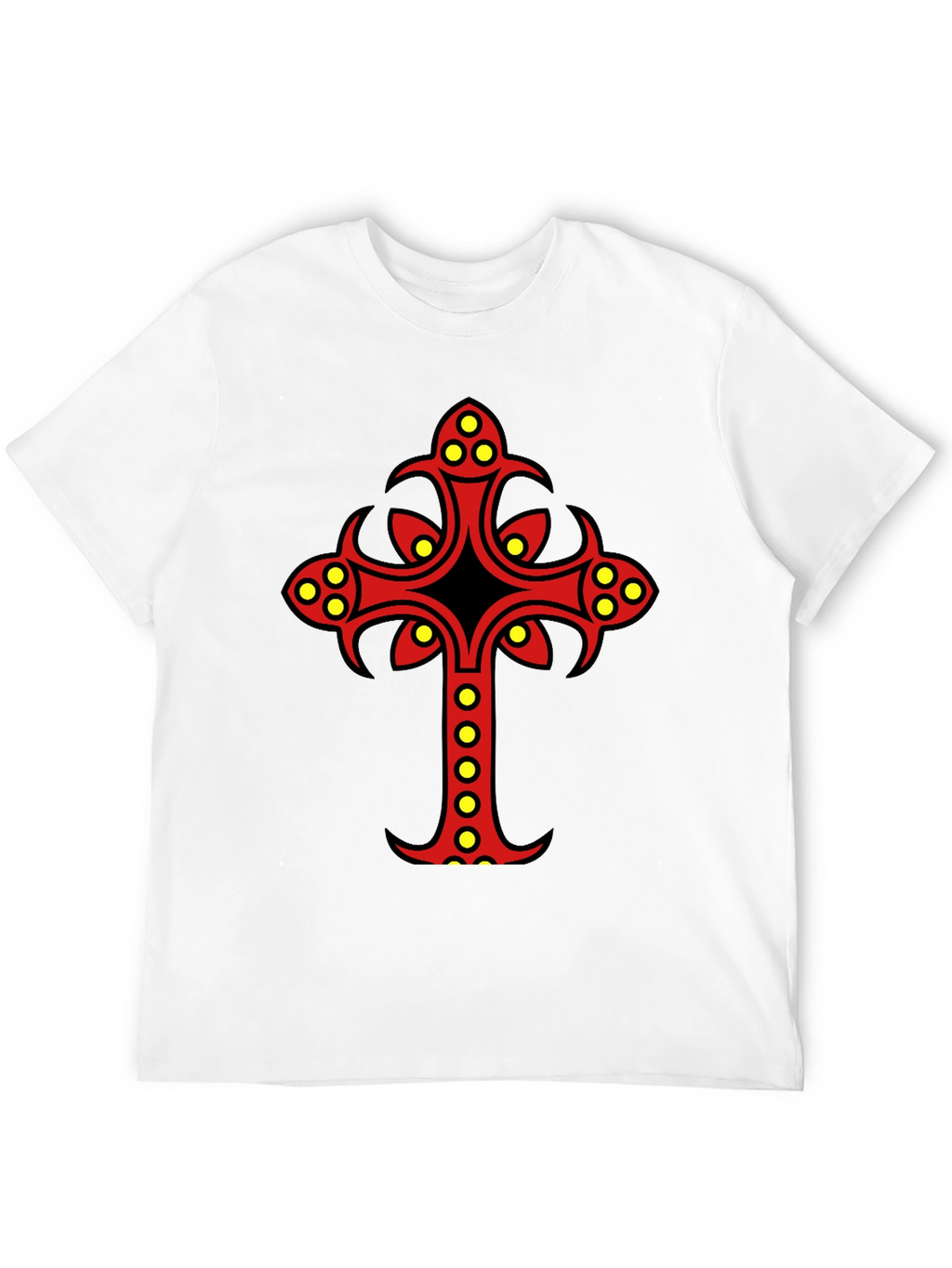 Ornate Cross Graphic Tee - Black Cotton Blend