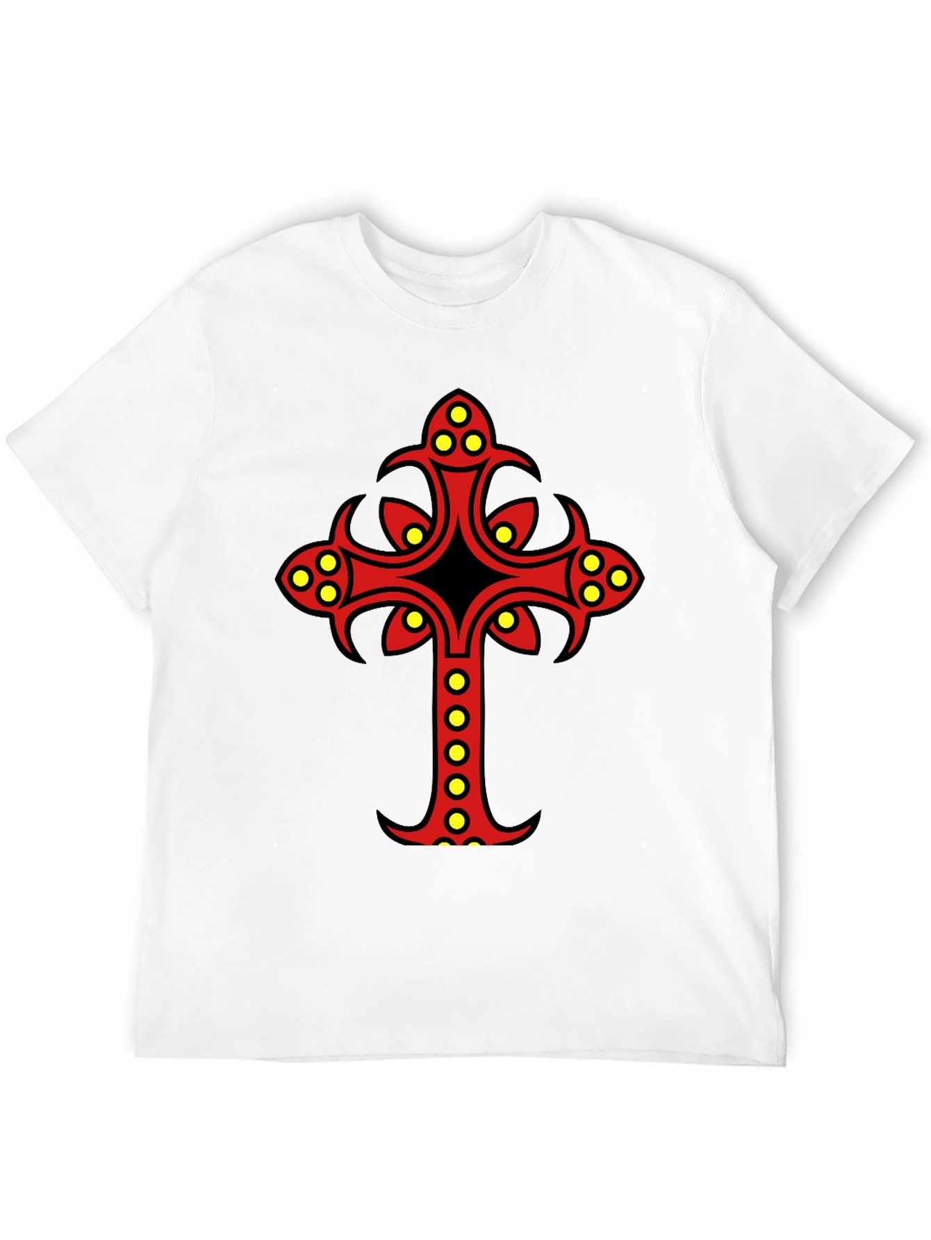 Ornate Cross Graphic Tee - Black Cotton Blend