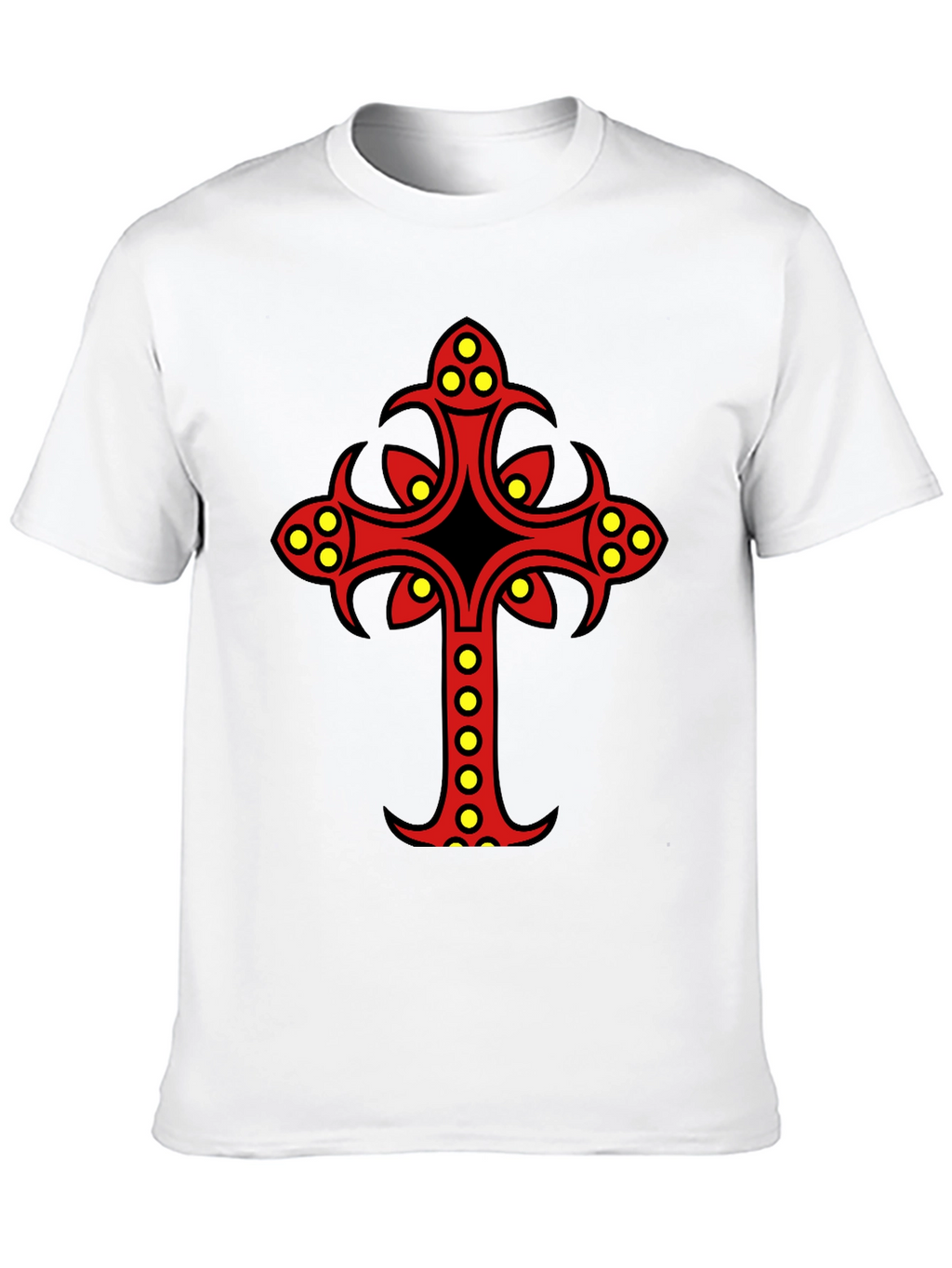 Ornate Cross Graphic Tee - Black Cotton Blend