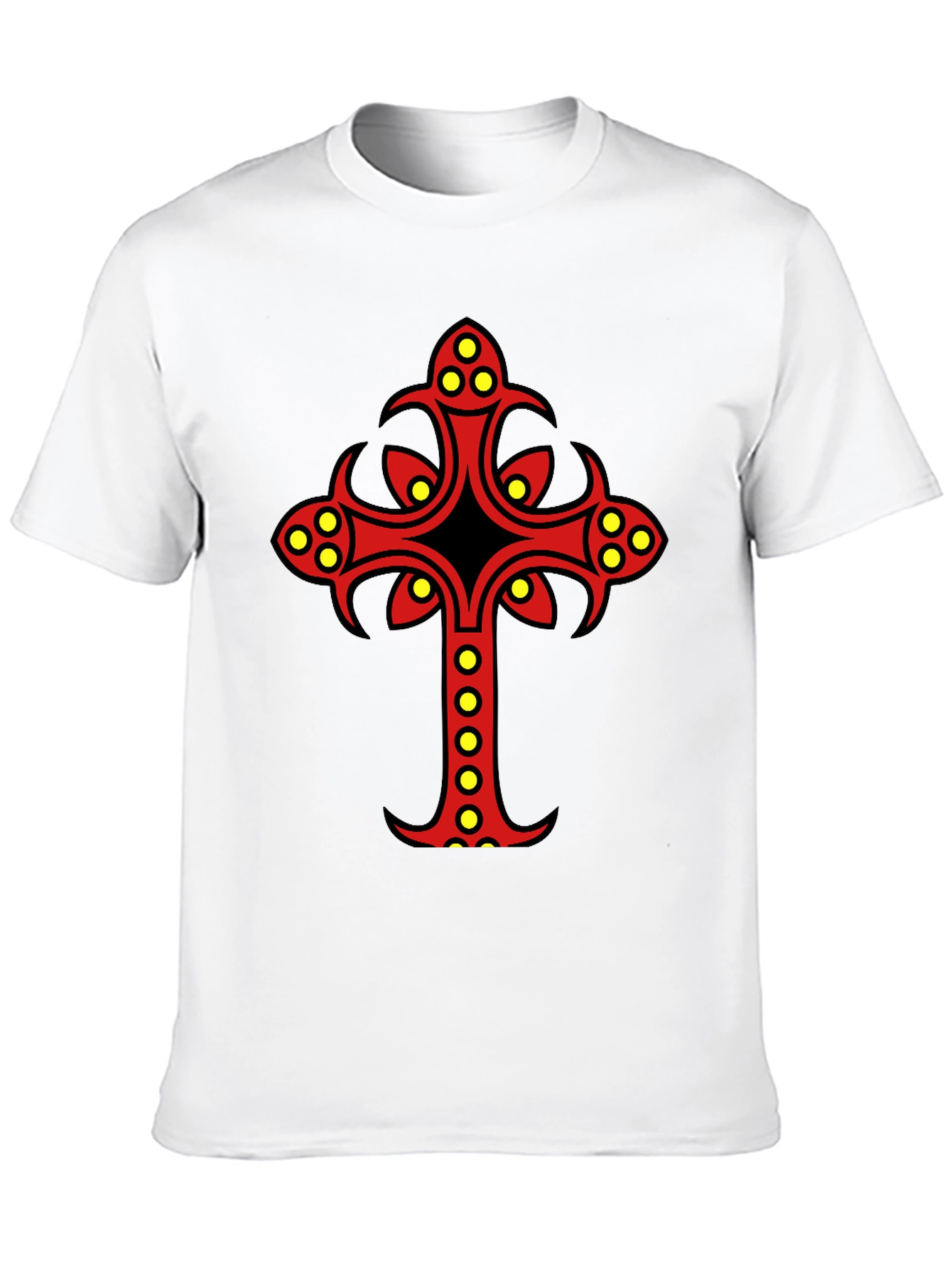 Ornate Cross Graphic Tee - Black Cotton Blend
