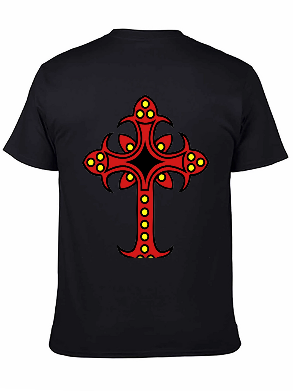 Ornate Cross Graphic Tee - Black Cotton Blend