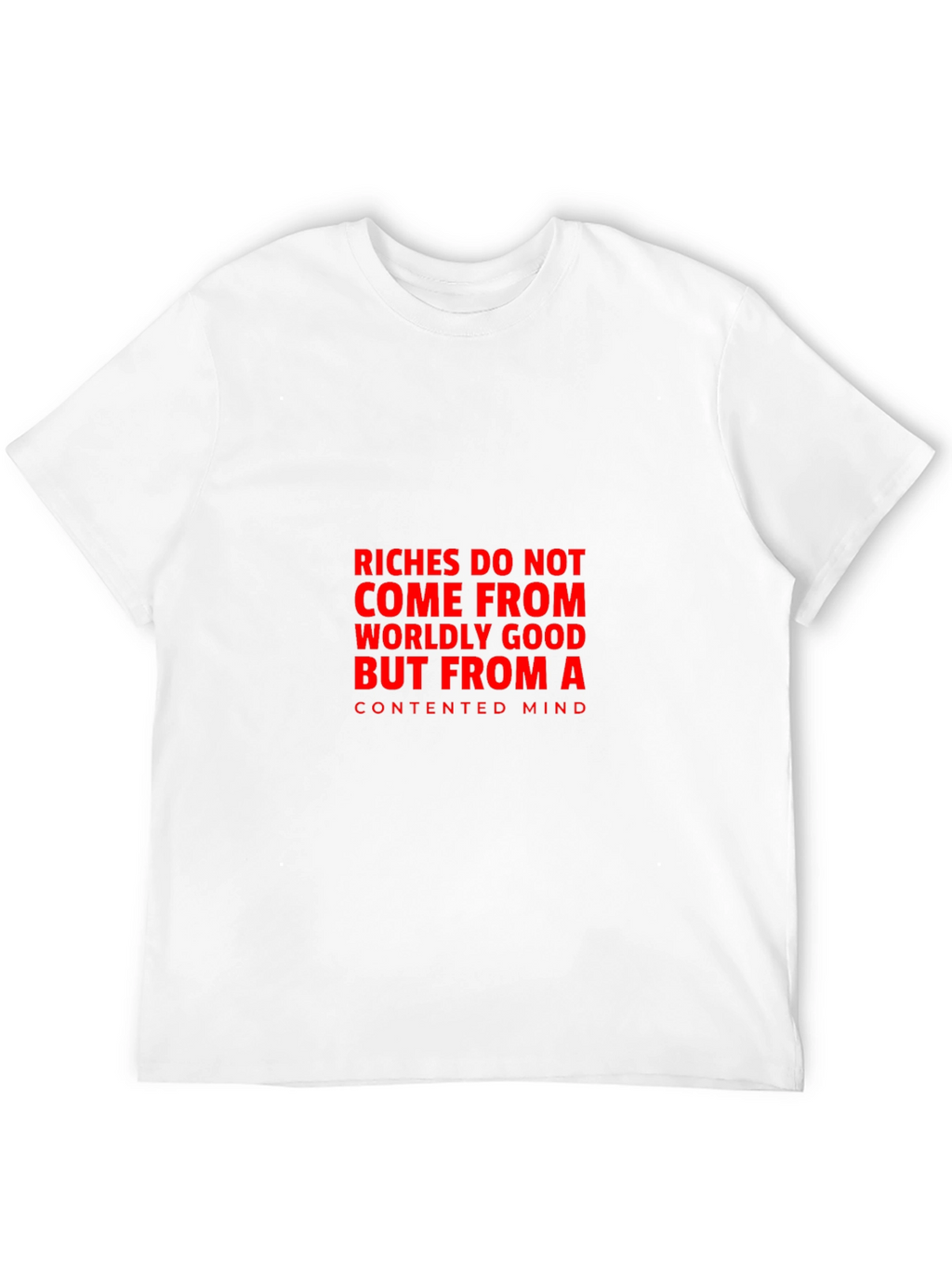 Contented Mind T-Shirt: Black Tee with Bold Quote