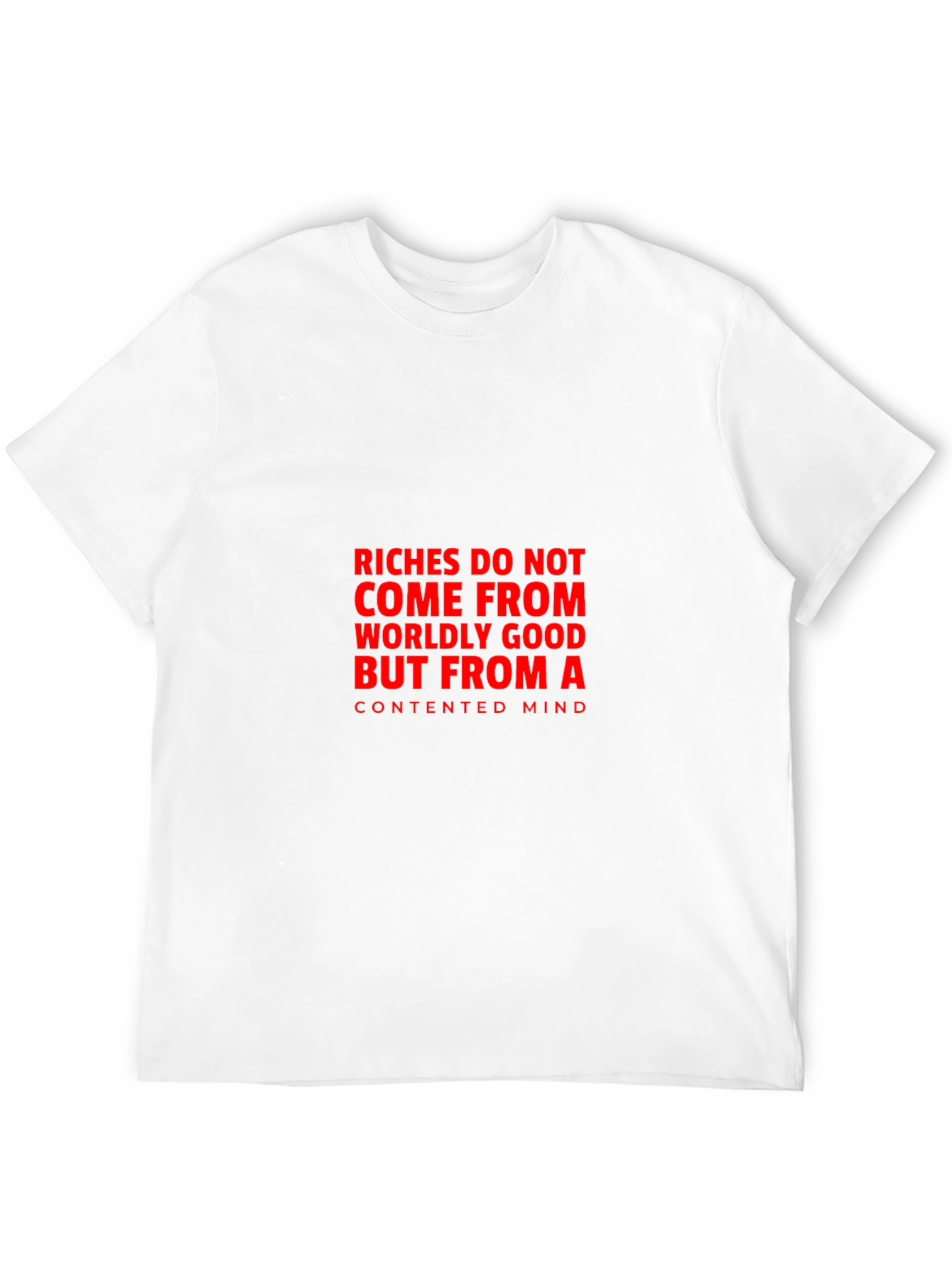 Contented Mind T-Shirt: Black Tee with Bold Quote