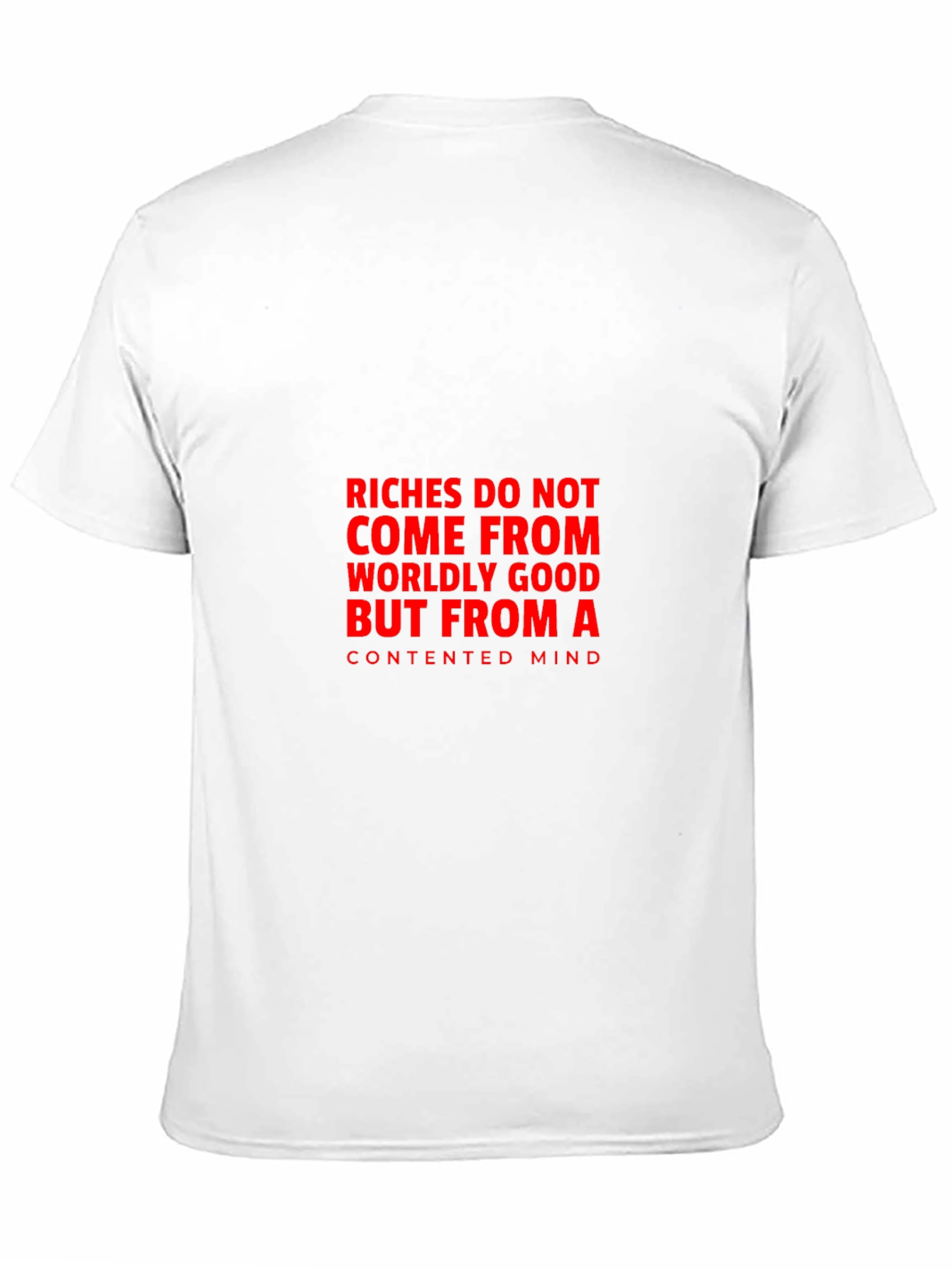 Contented Mind T-Shirt: Black Tee with Bold Quote