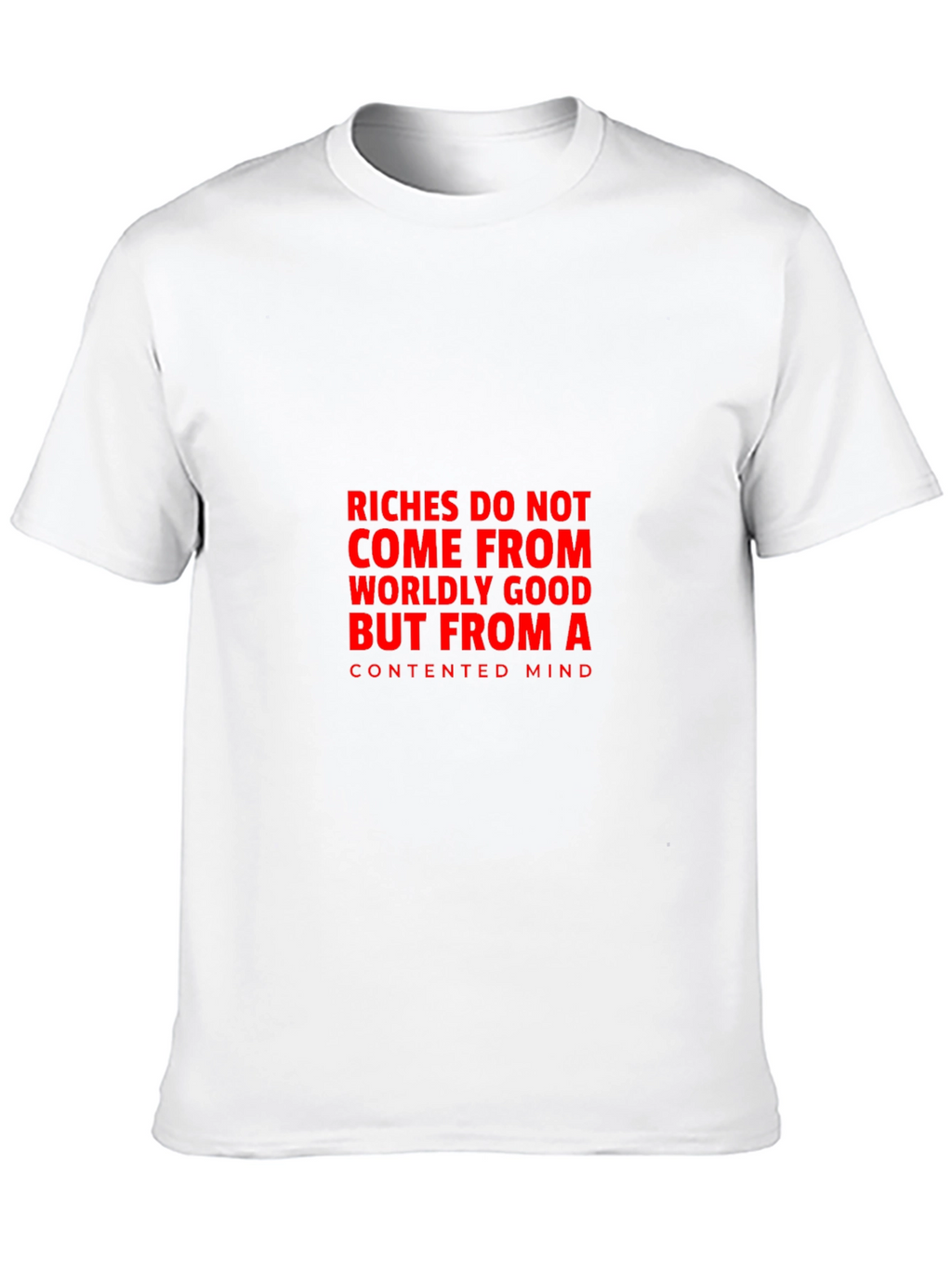 Contented Mind T-Shirt: Black Tee with Bold Quote