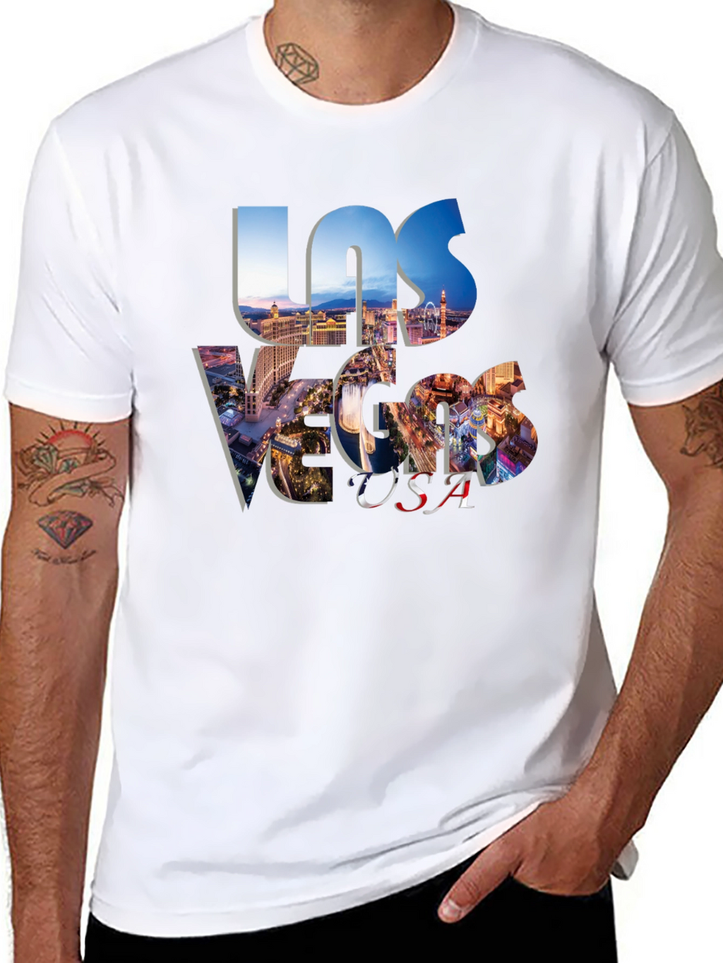 Las Vegas USA Graphic Print Black T-Shirt