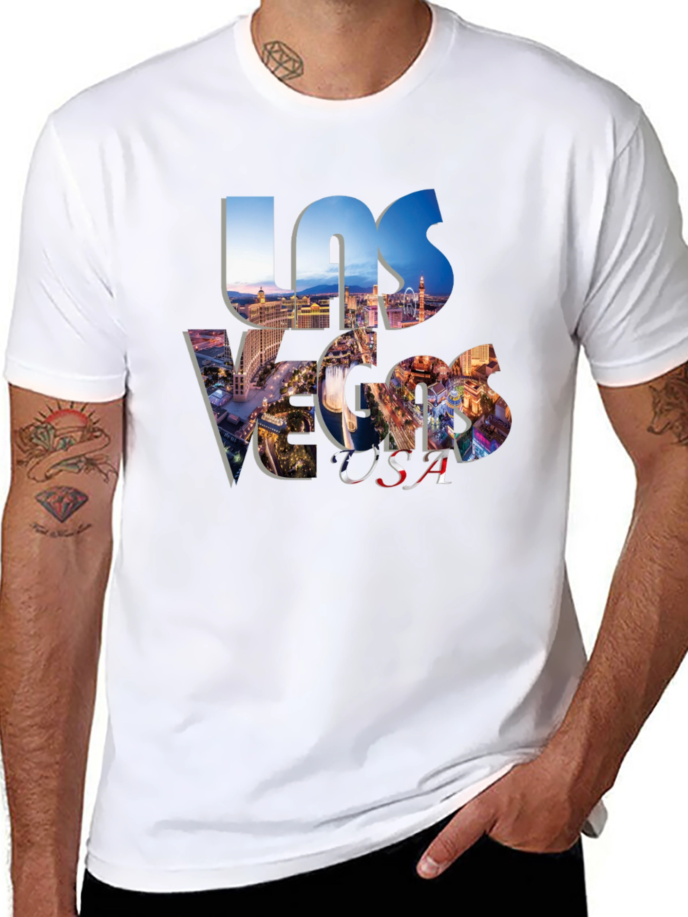 Las Vegas USA Graphic Print Black T-Shirt