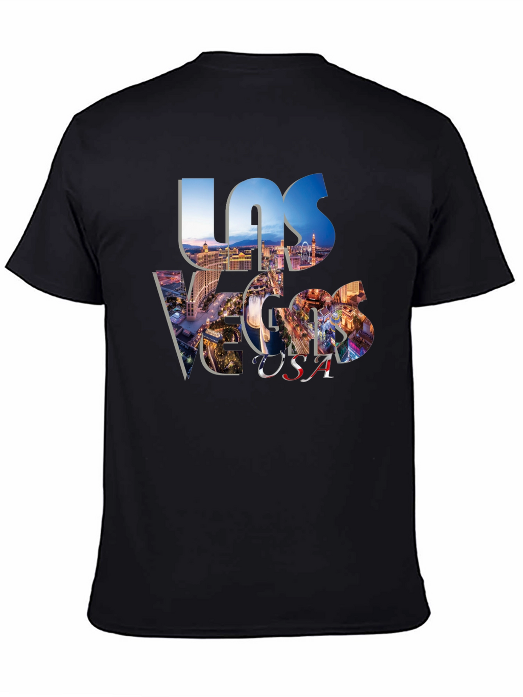 Las Vegas USA Graphic Print Black T-Shirt