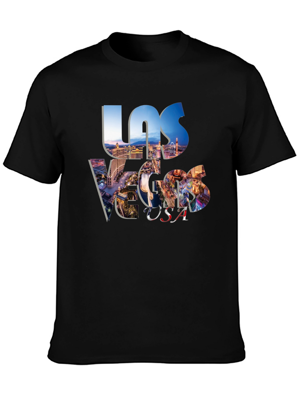 Las Vegas USA Graphic Print Black T-Shirt