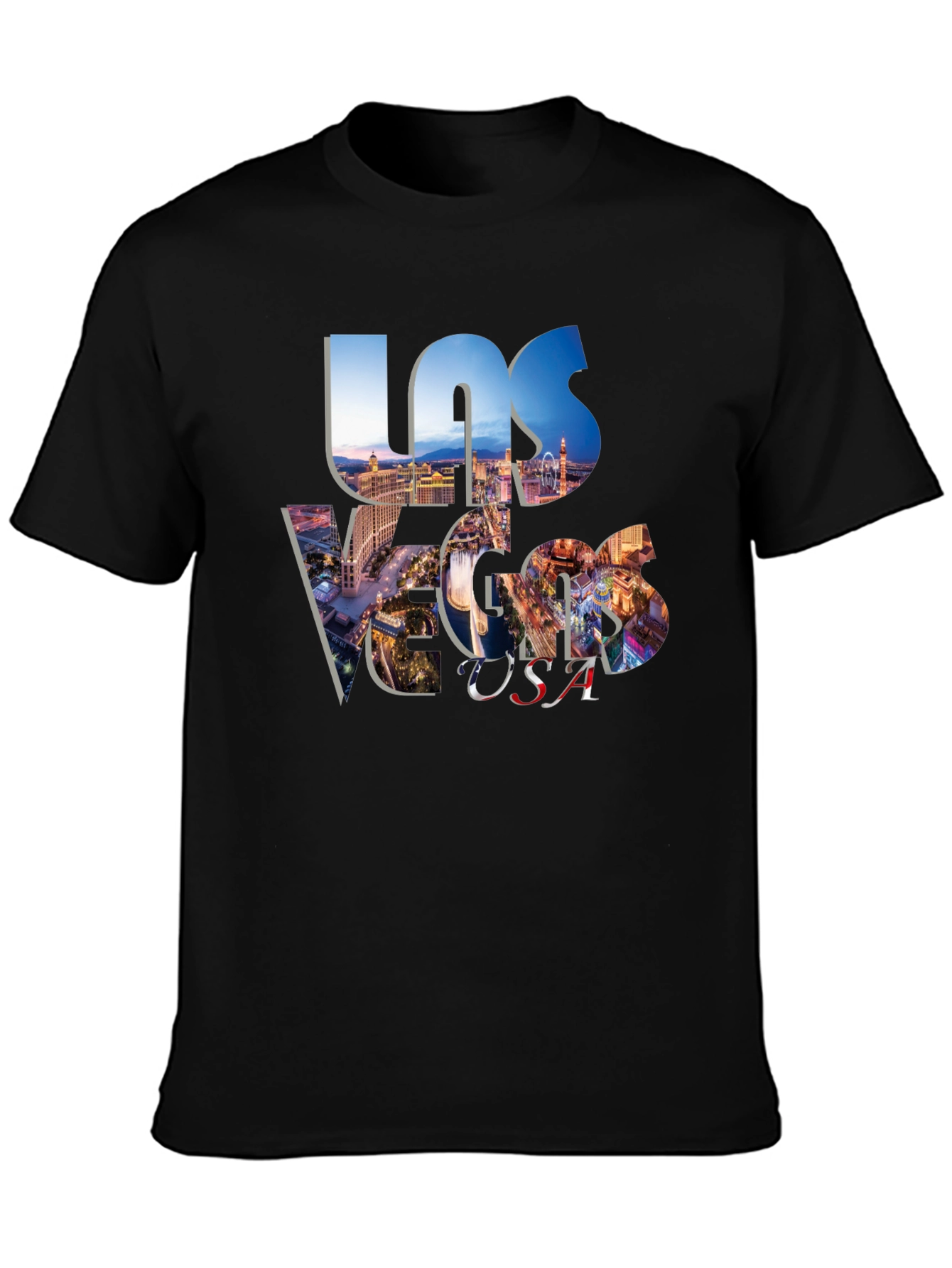 Las Vegas USA Graphic Print Black T-Shirt