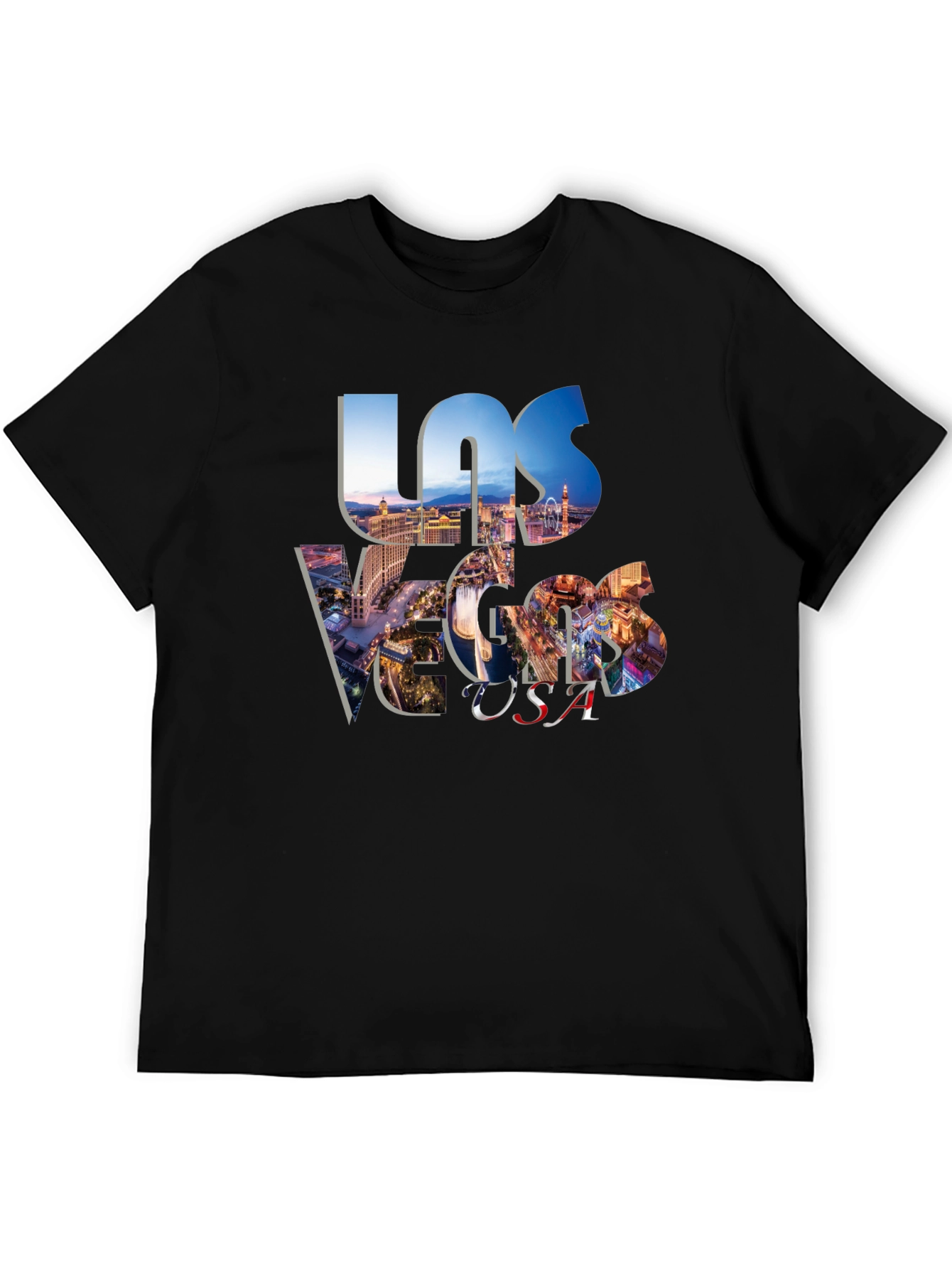 Las Vegas USA Graphic Print Black T-Shirt