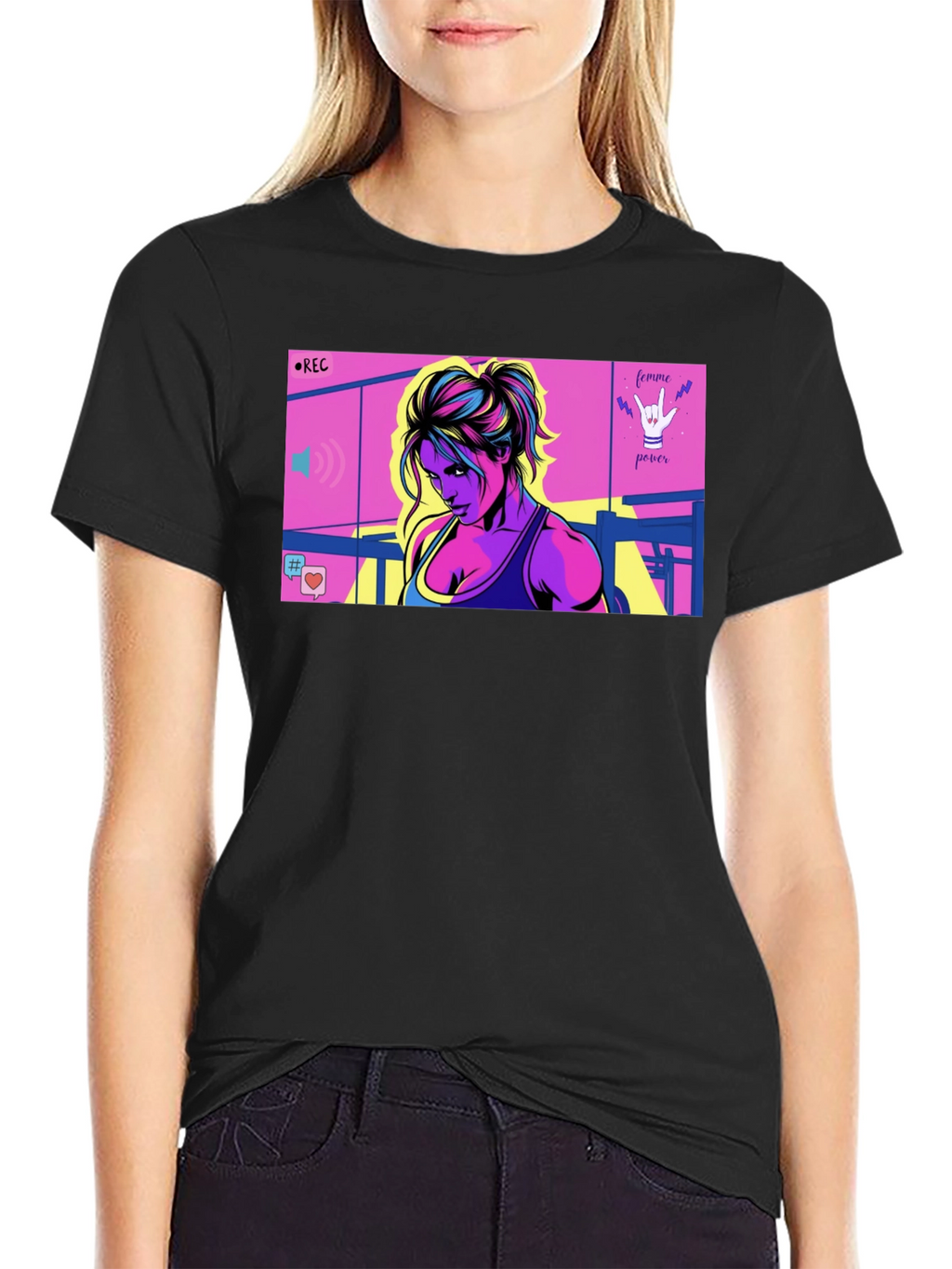Femme Power Graphic T-Shirt - Black