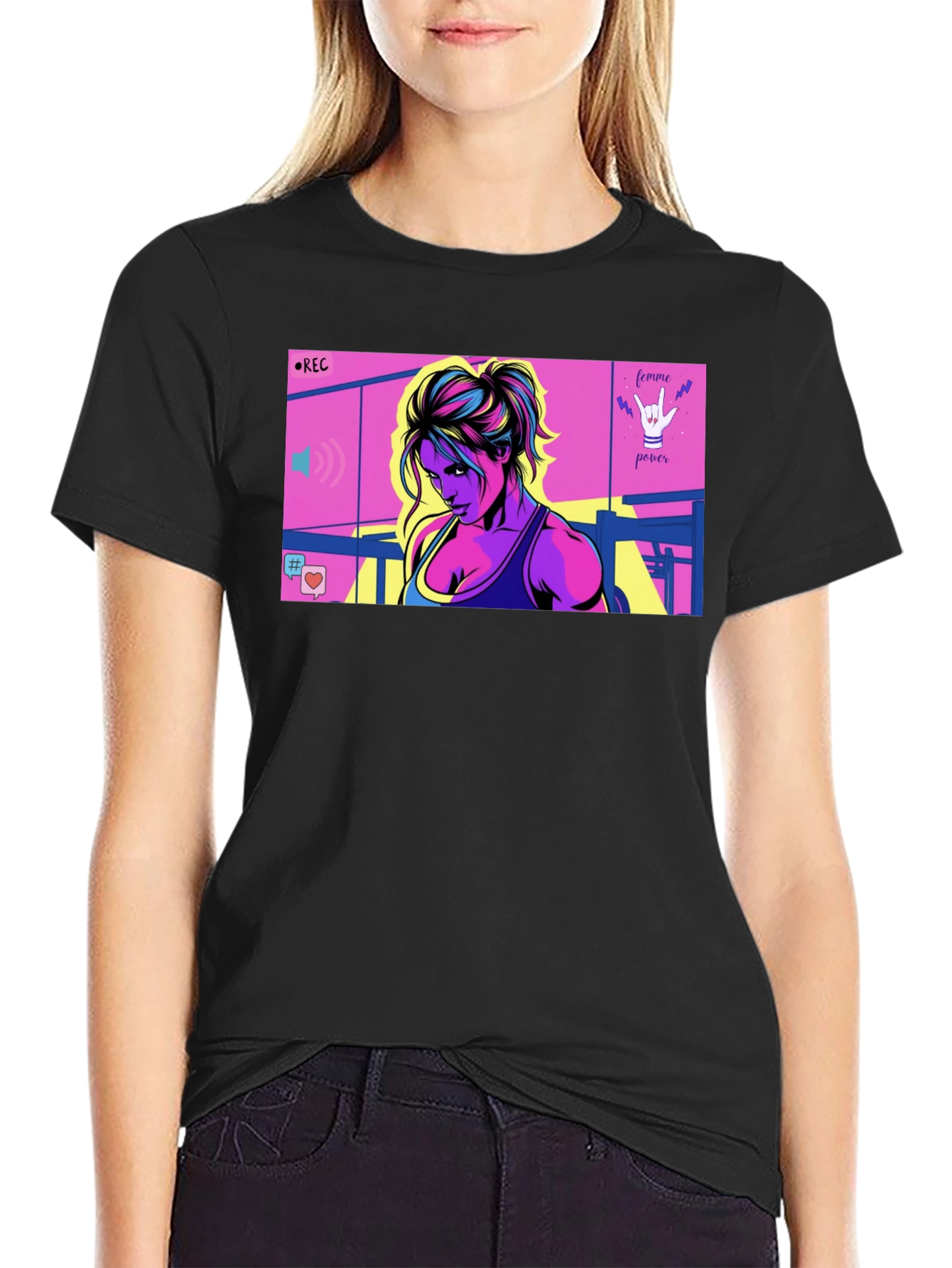 Femme Power Graphic T-Shirt - Black