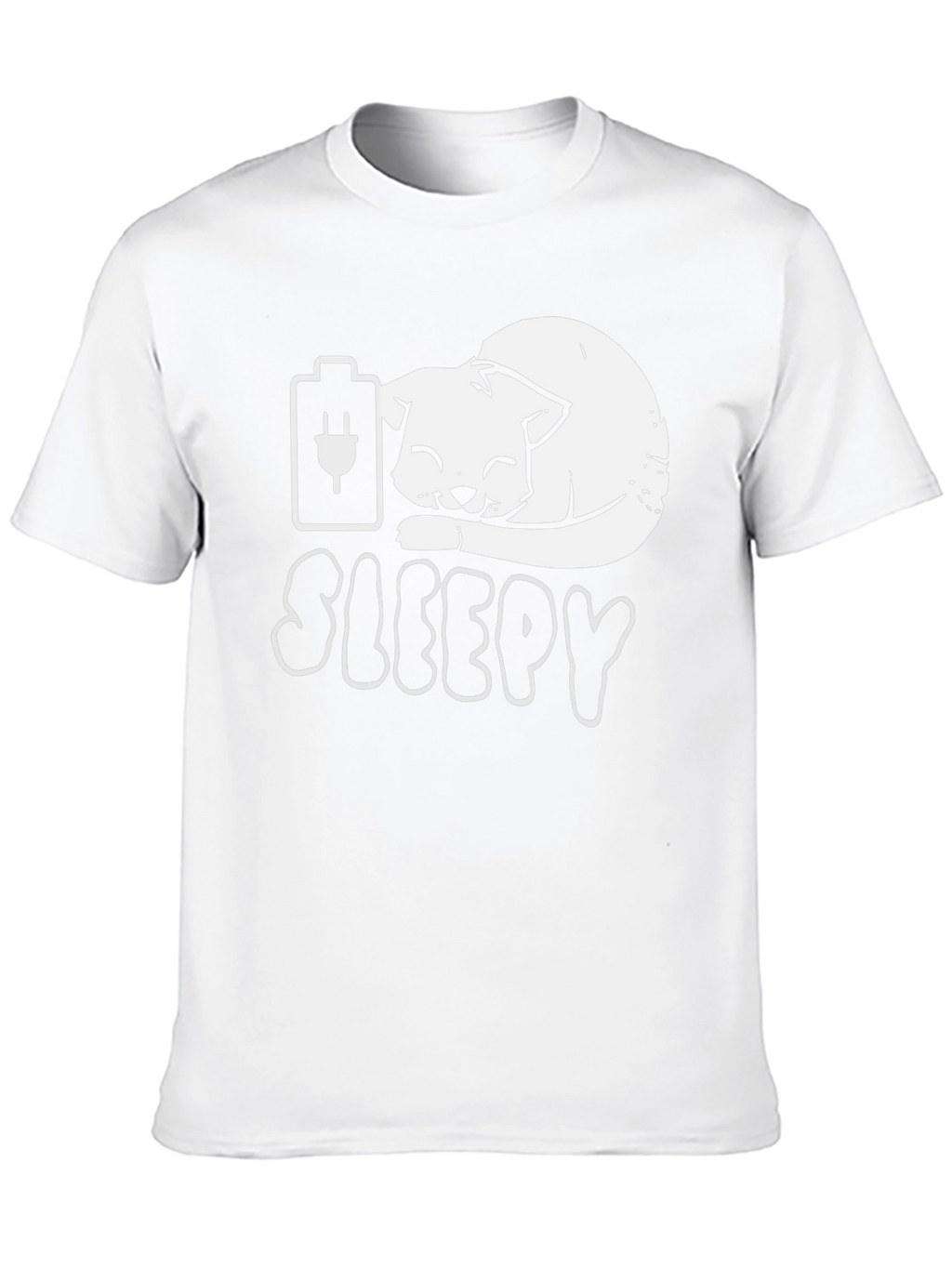 Sleepy Cat Battery T-Shirt - Funny Graphic Tee