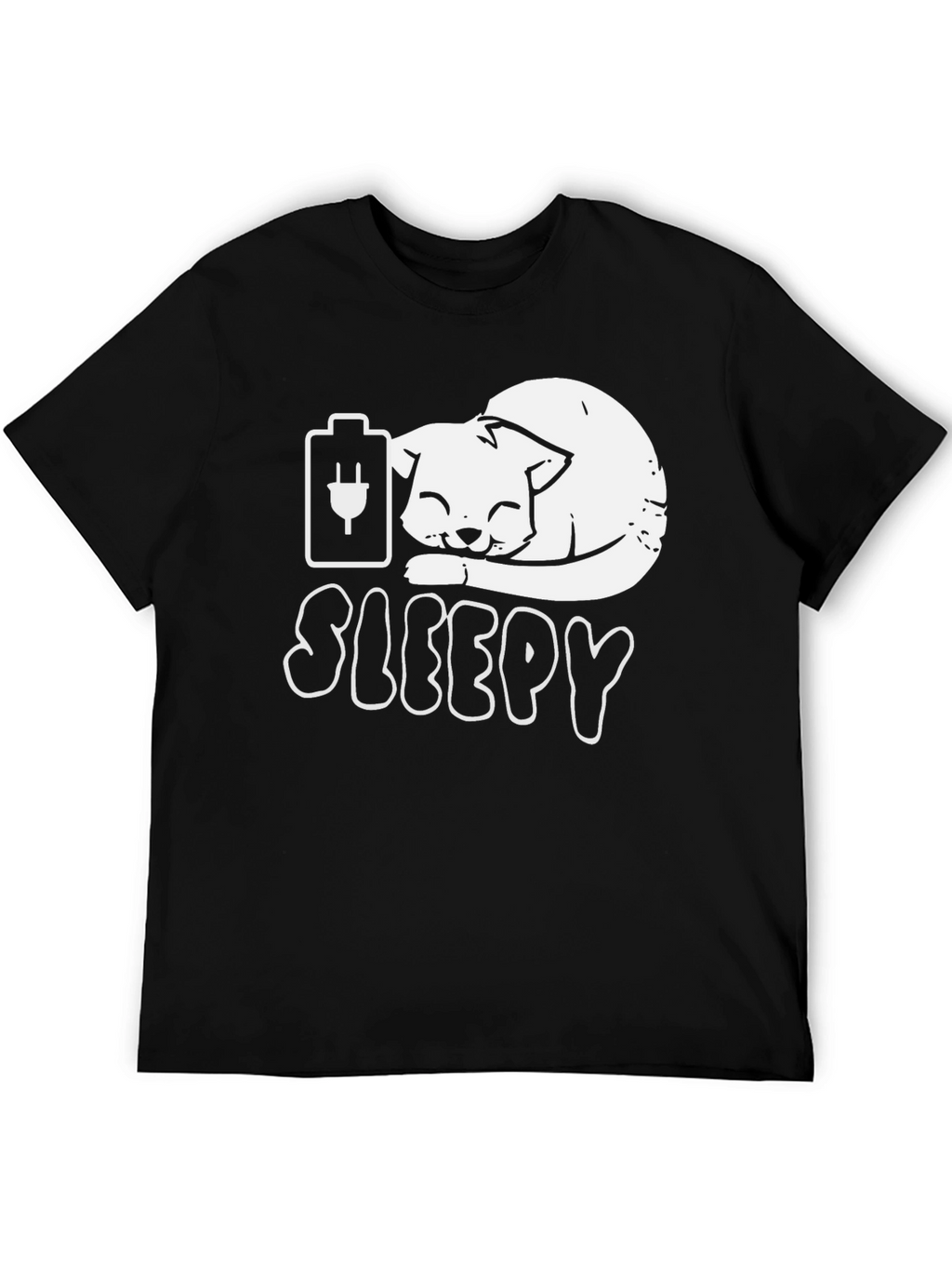 Sleepy Cat Battery T-Shirt - Funny Graphic Tee