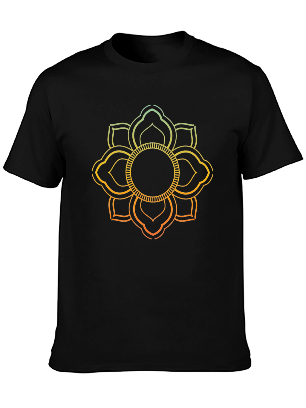 Lotus Mandala Graphic Print Black T-Shirt