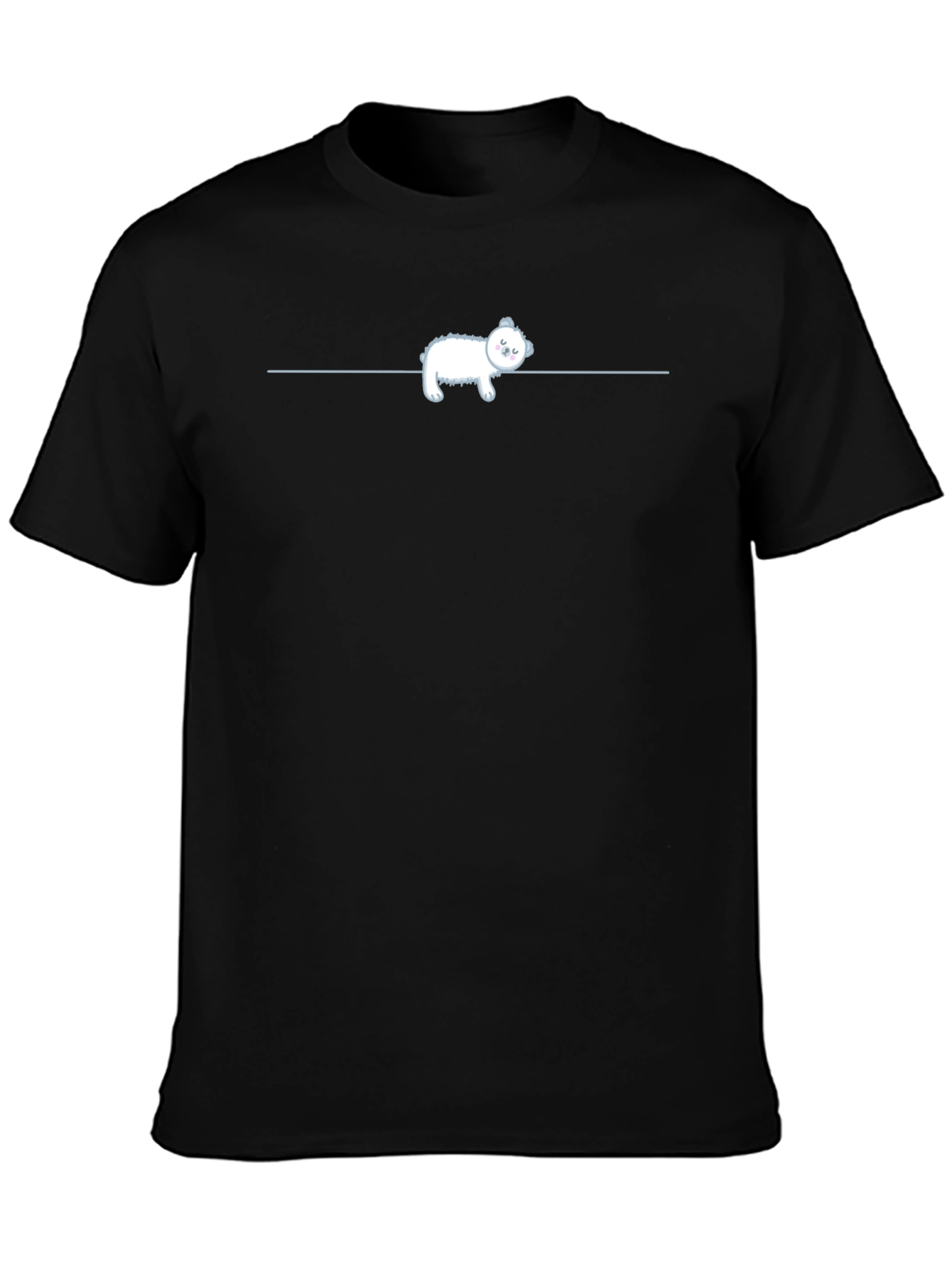Cute Sloth on a Line - Black Tee