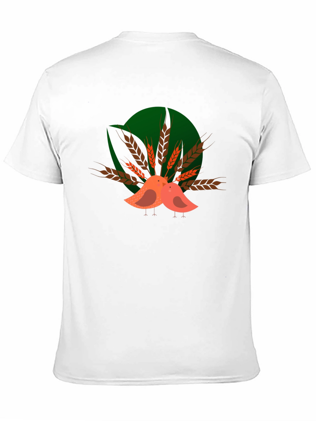 Cute Birds on Wheat Graphic T-Shirt