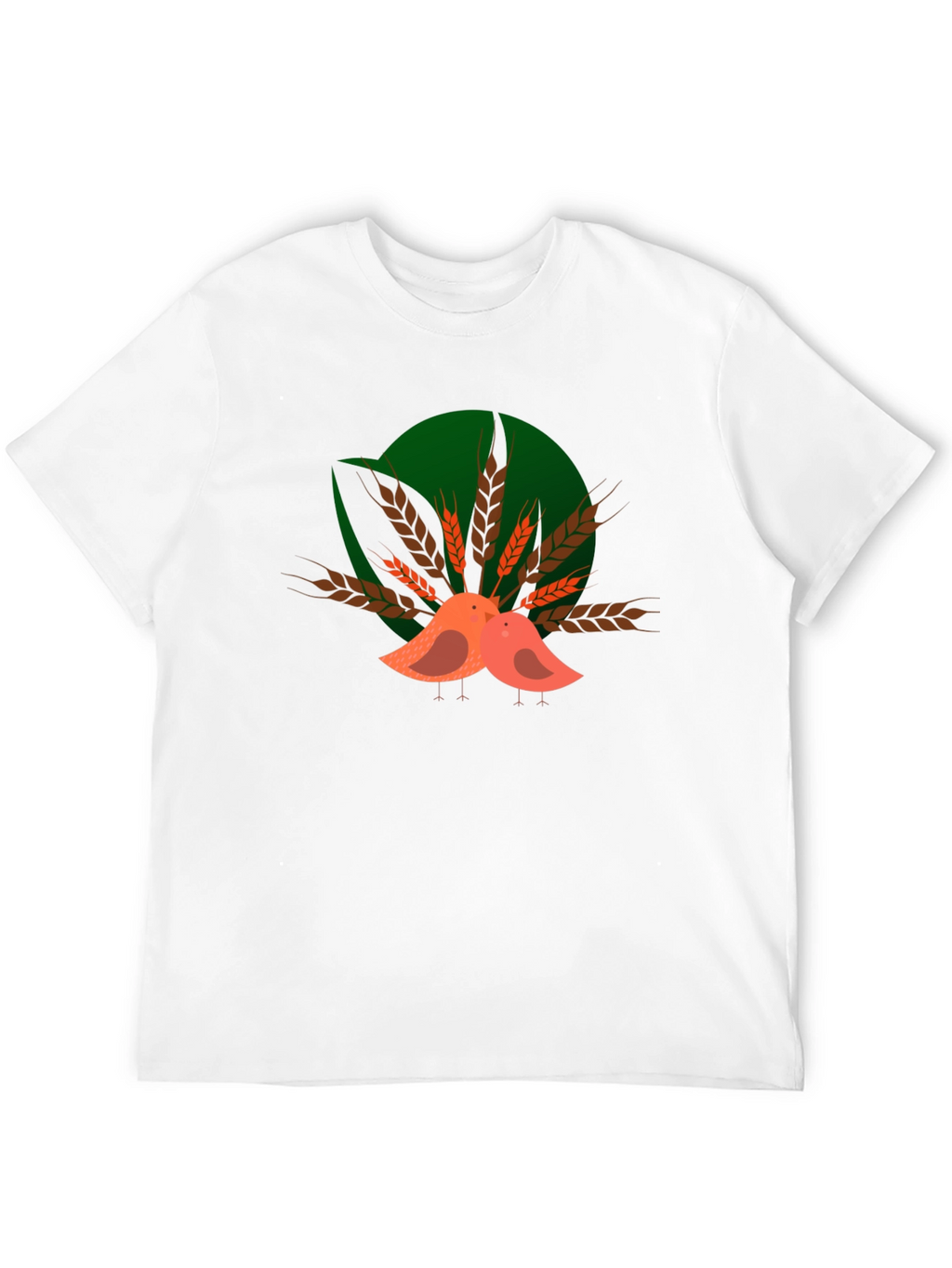 Cute Birds on Wheat Graphic T-Shirt