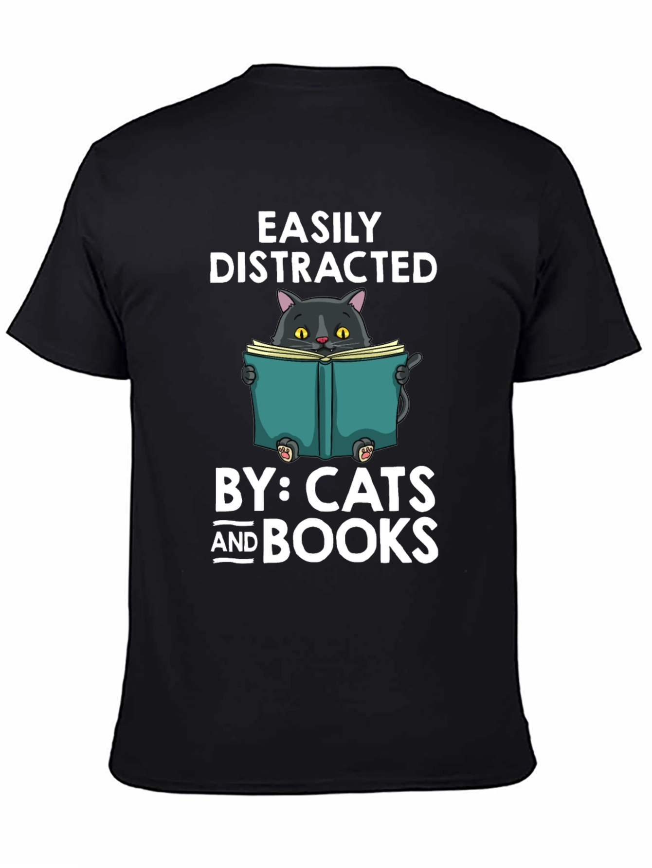 Easily Distracted By Cats and Books T-Shirt