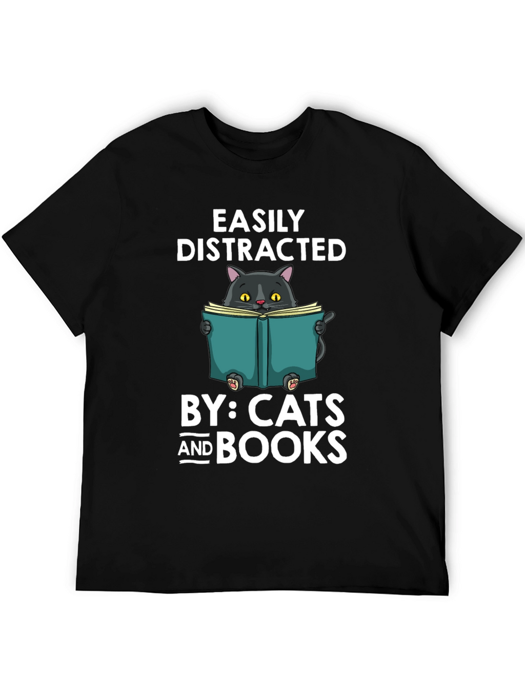 Easily Distracted By Cats and Books T-Shirt