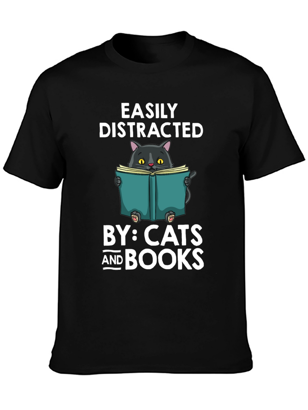 Easily Distracted By Cats and Books T-Shirt