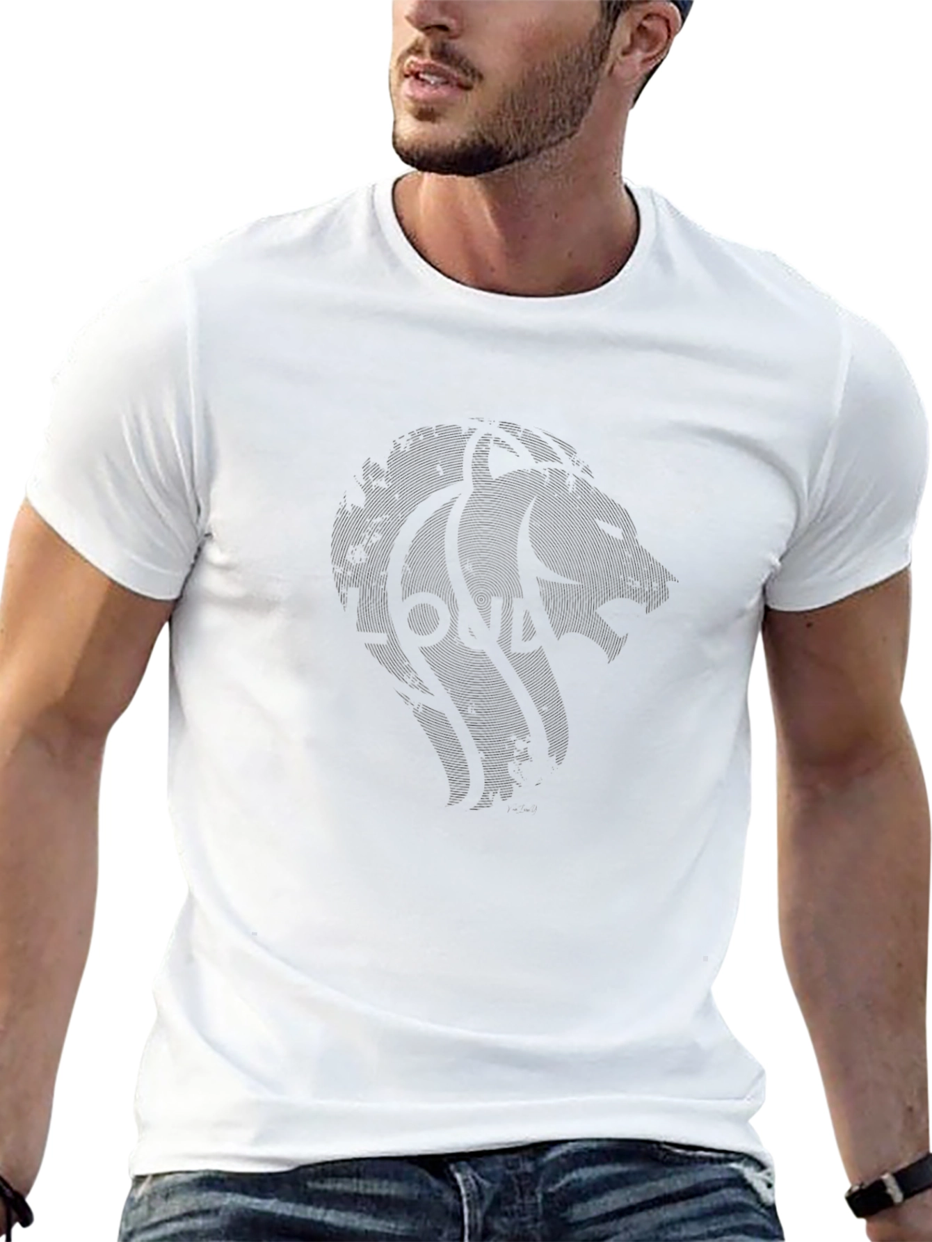 Mens Black Crew Neck T-Shirt with Subtle Graphic