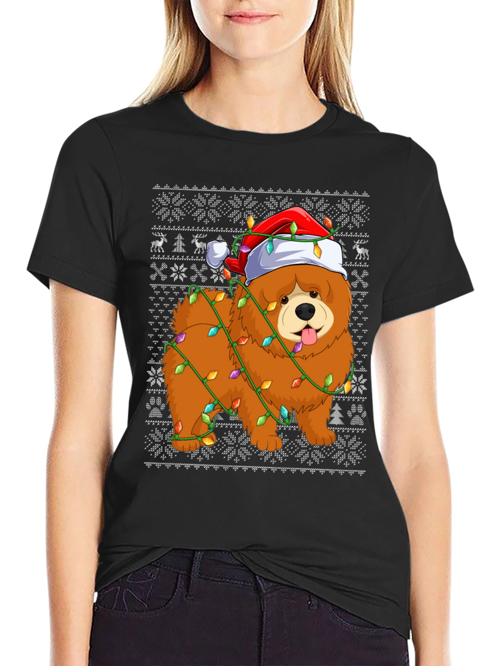Festive Dog Christmas Lights T-Shirt