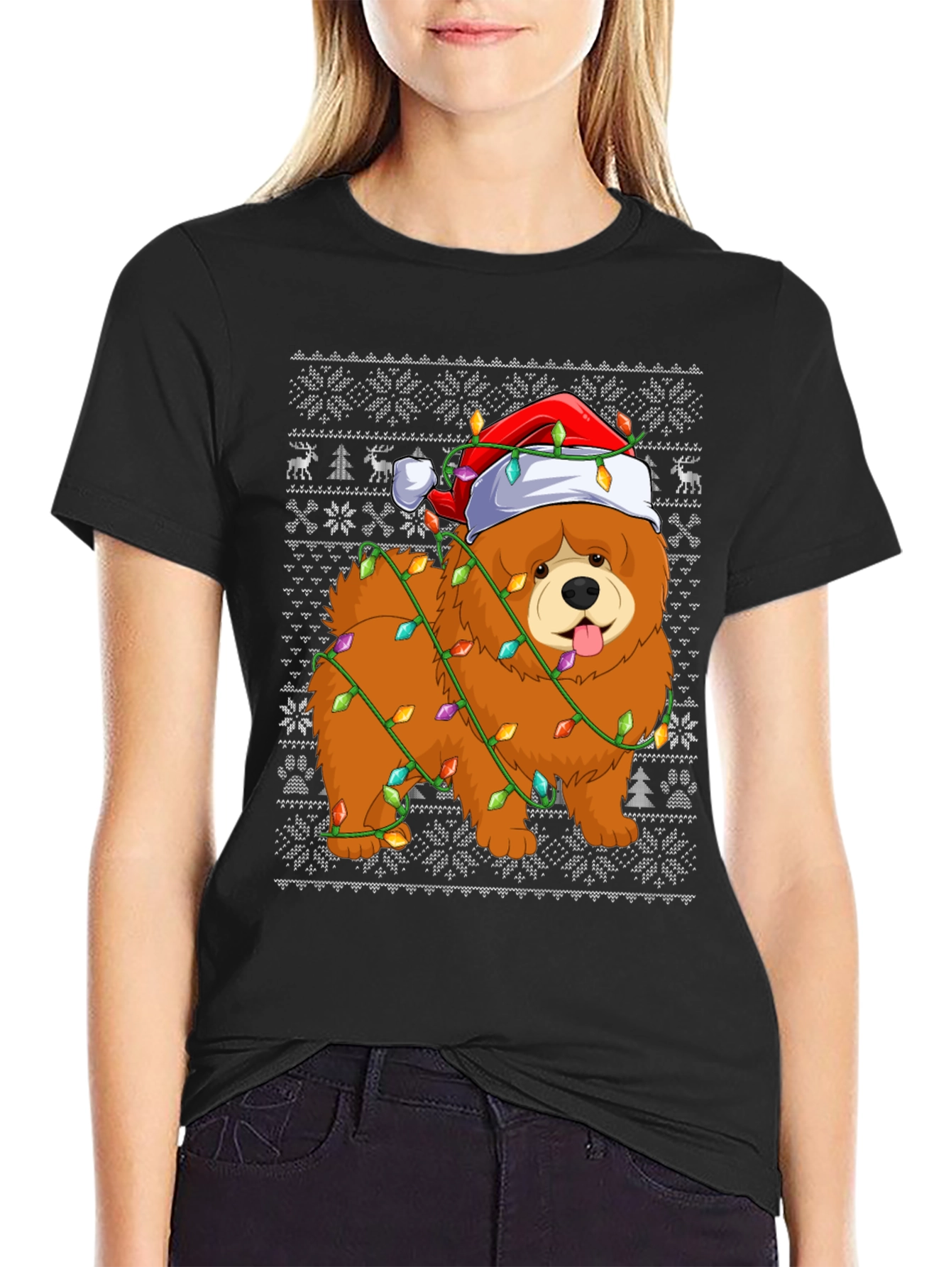 Festive Dog Christmas Lights T-Shirt