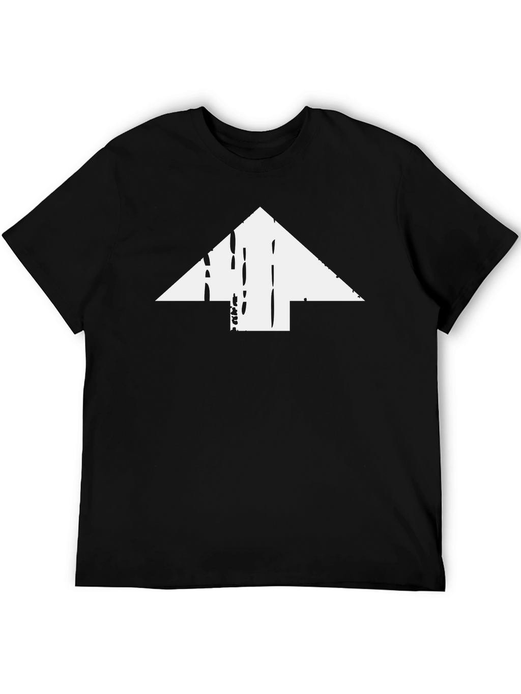 Distressed Arrow Graphic Tee - Black Cotton Casual Shirt
