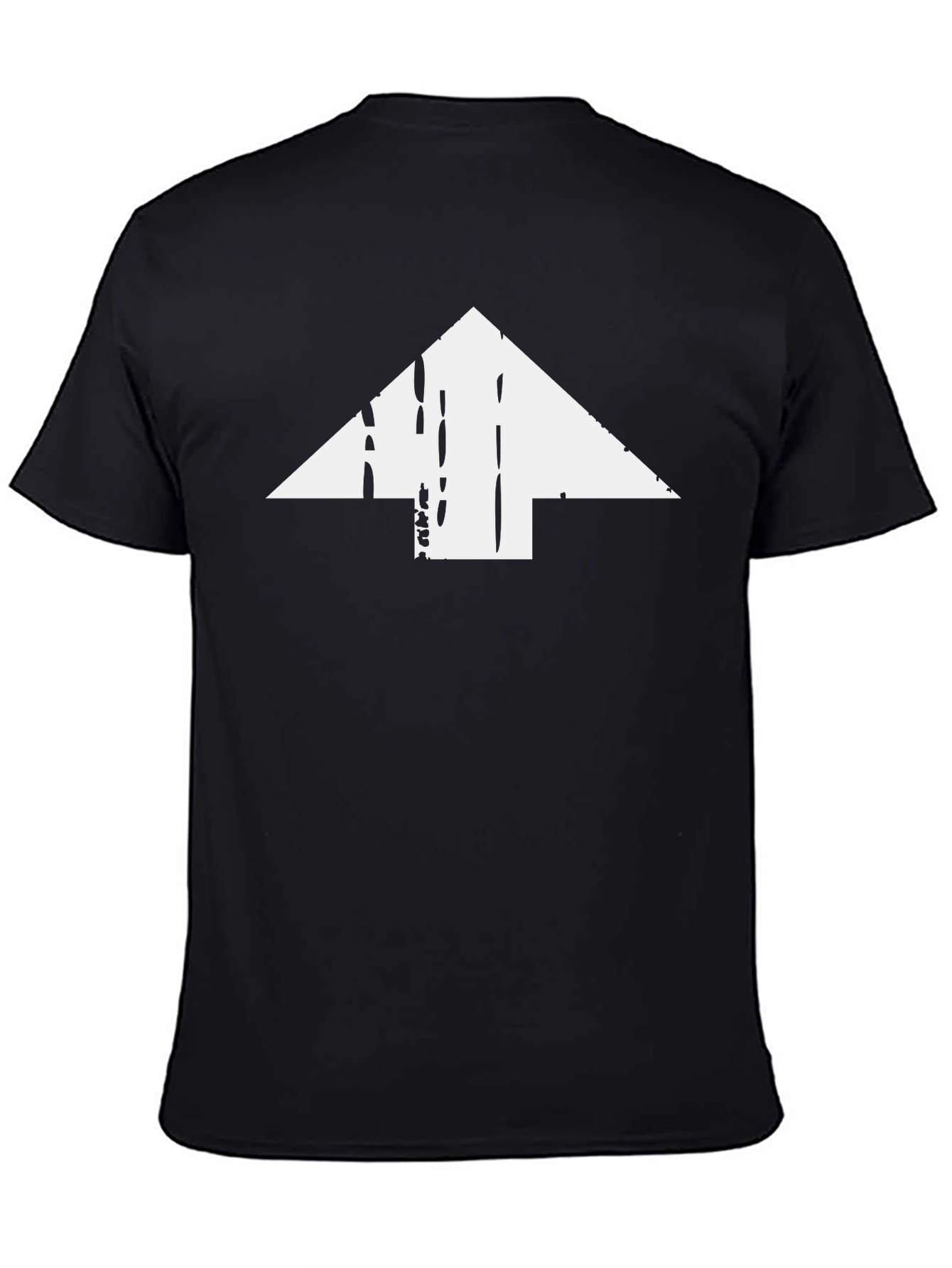 Distressed Arrow Graphic Tee - Black Cotton Casual Shirt