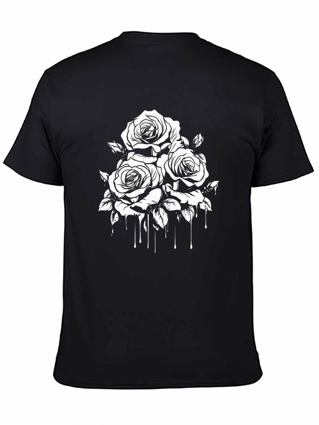 Mens Black T-Shirt with Rose Graphic