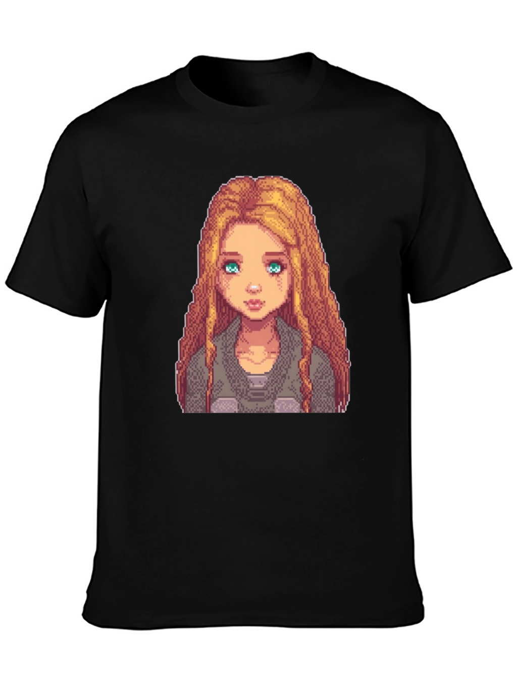 Pixel Art Girl Graphic Tee - Trendy Black T-Shirt